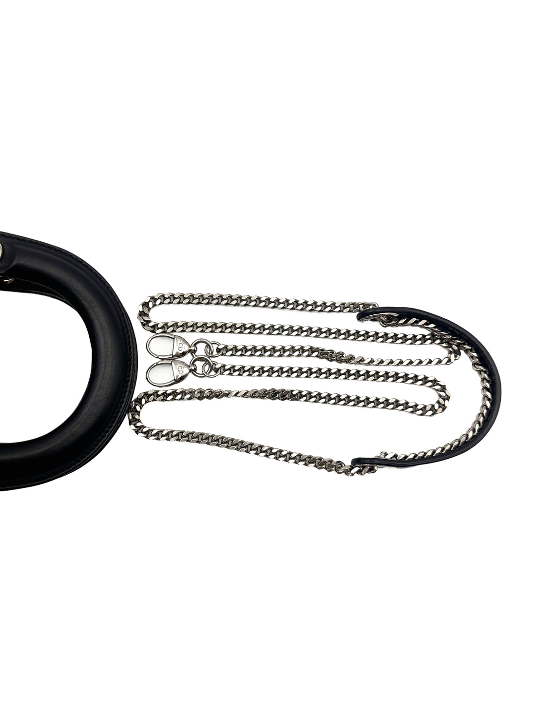 Christian Dior Lady Dior Black Cannage Lambskin Handle Bag With Silver Charms DR505