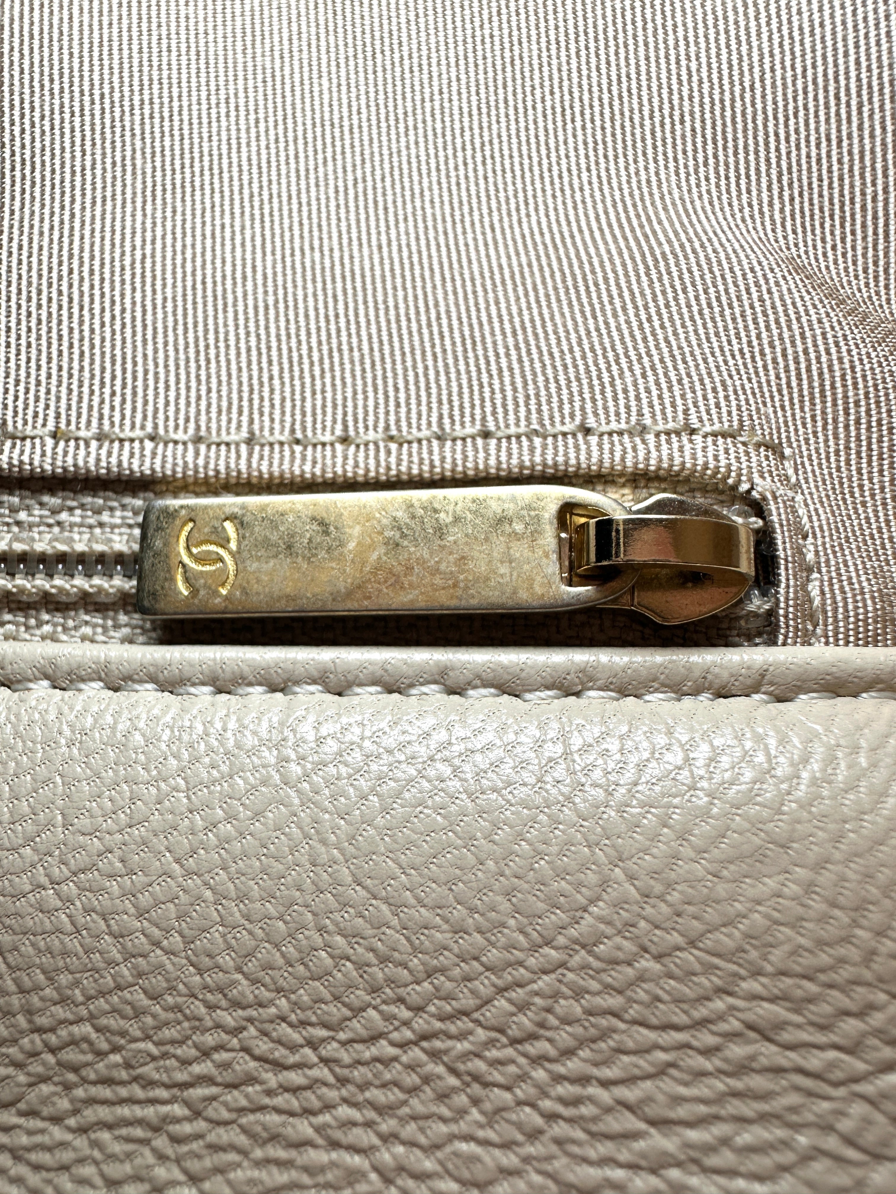Chanel 19 Beige Quilted Lambskin Large Size Flap Bag With Gold Buckle(30***08) IRIS019