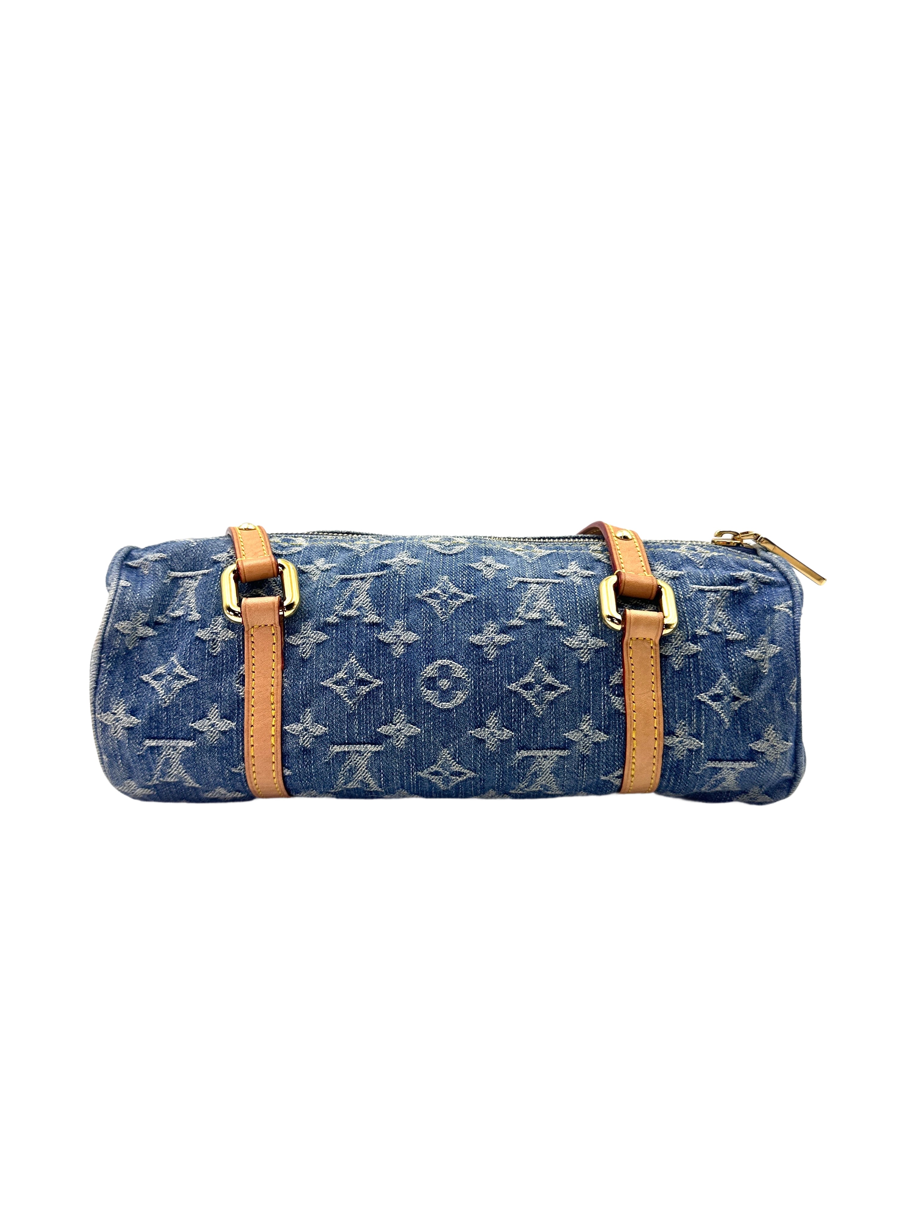 Louis Vuitton Papillon Blue Monogram Denim Shoulder Bag With Pouch LV1954