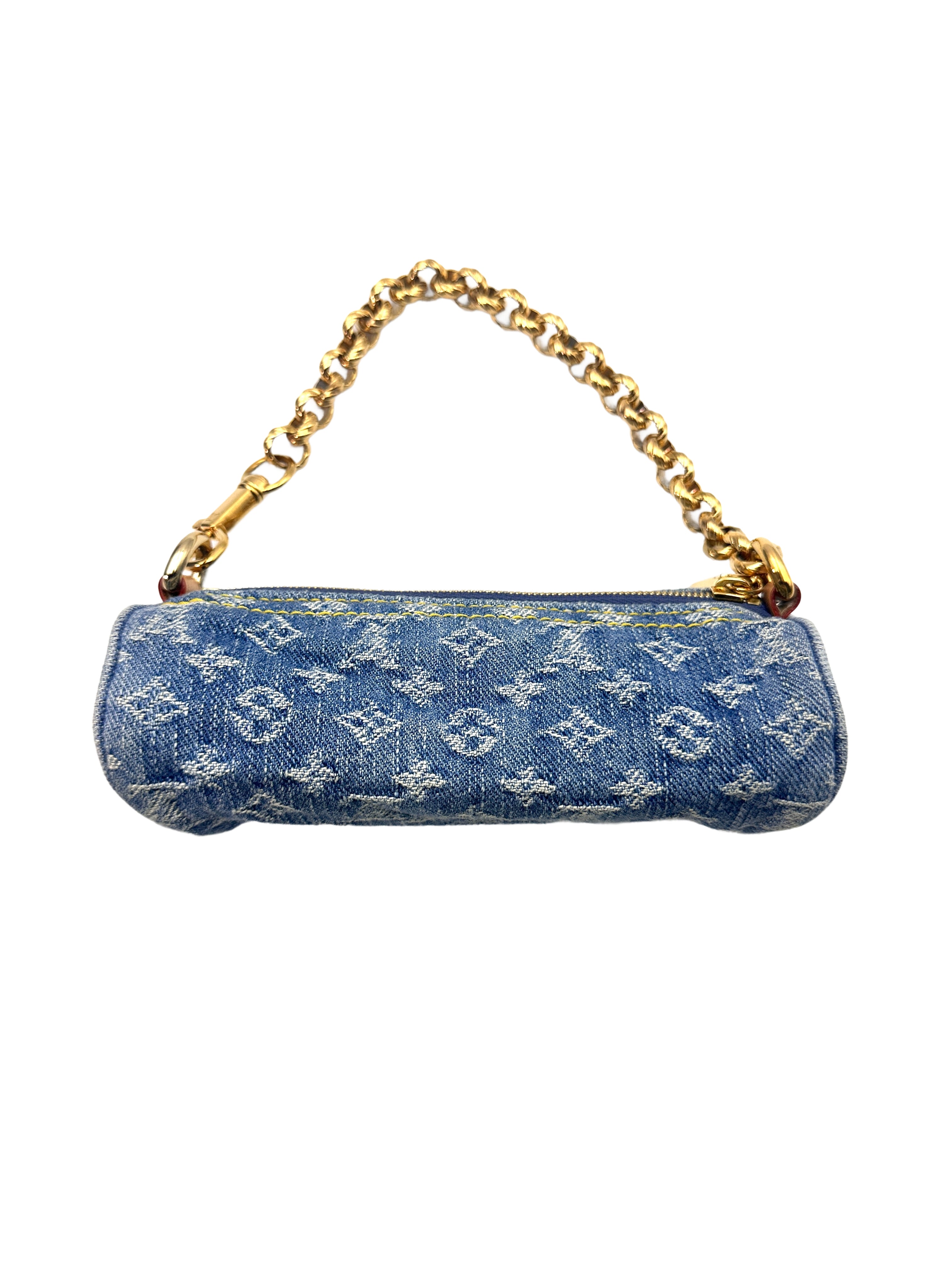 Louis Vuitton Papillon Blue Monogram Denim Shoulder Bag With Pouch LV1954