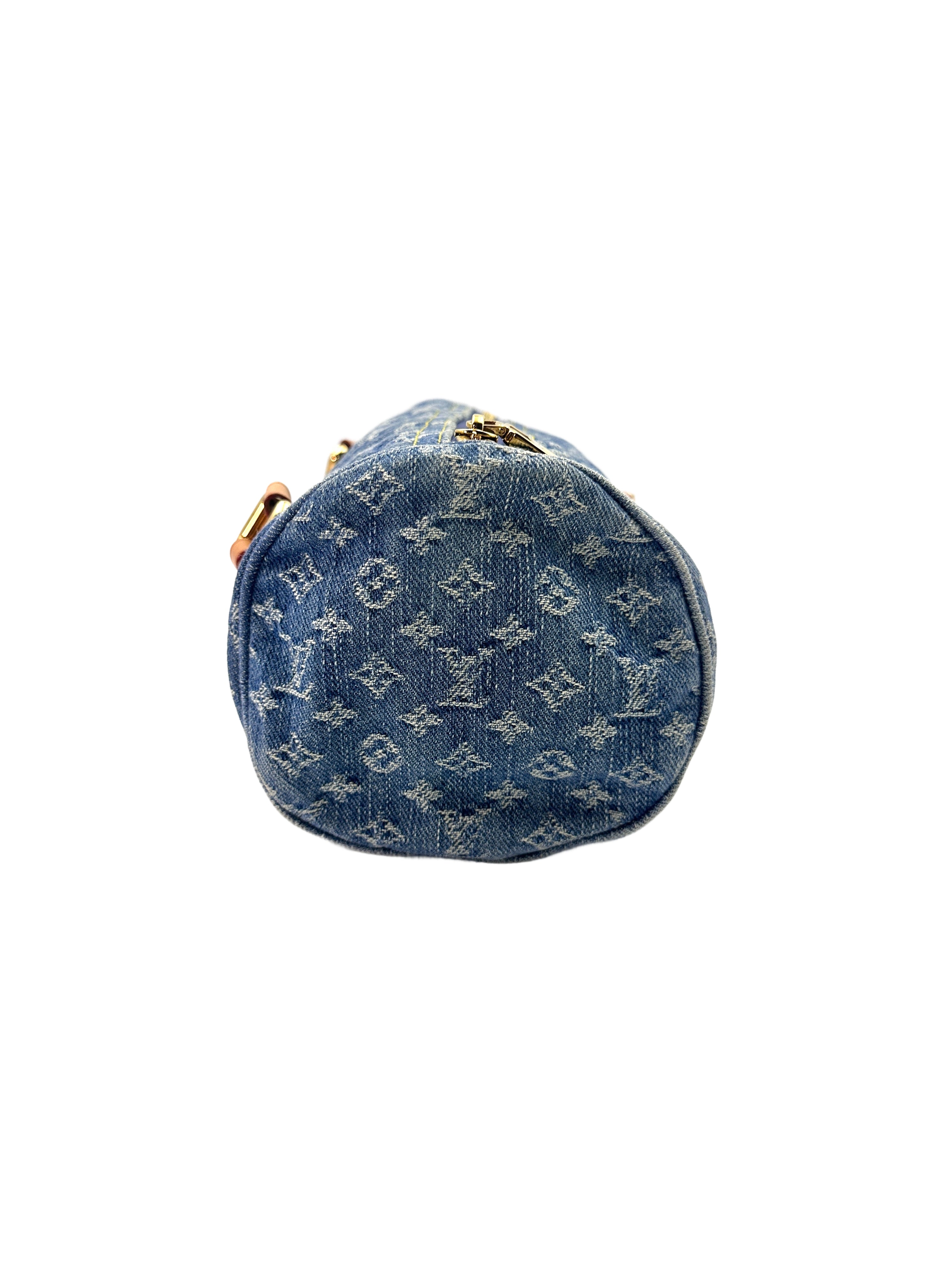 Louis Vuitton Papillon Blue Monogram Denim Shoulder Bag With Pouch LV1954