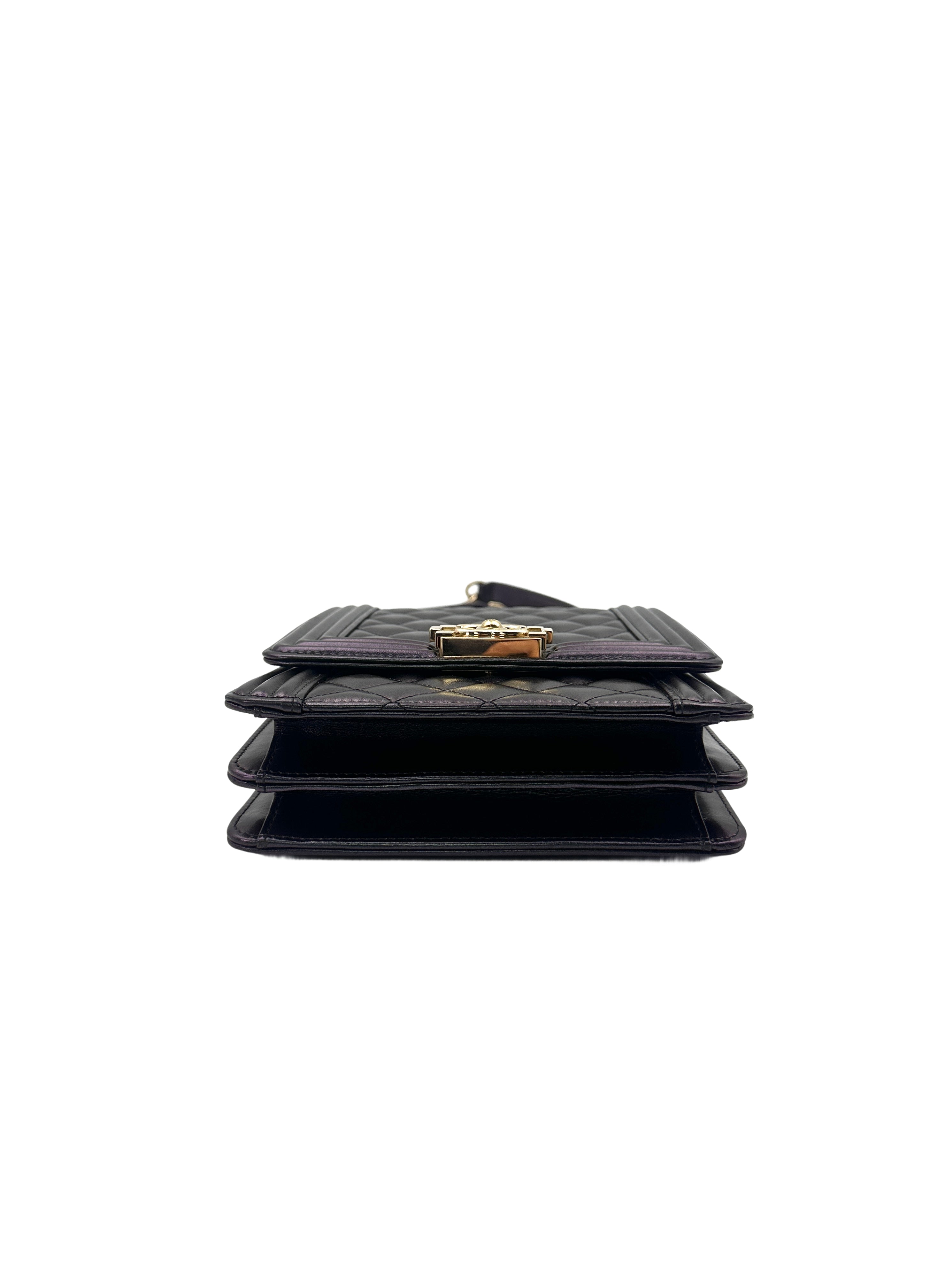 Chanel North South LeBoy Black Quilted Calfskin Shoulder Bag With Gold Buckle(27***18) CC1426