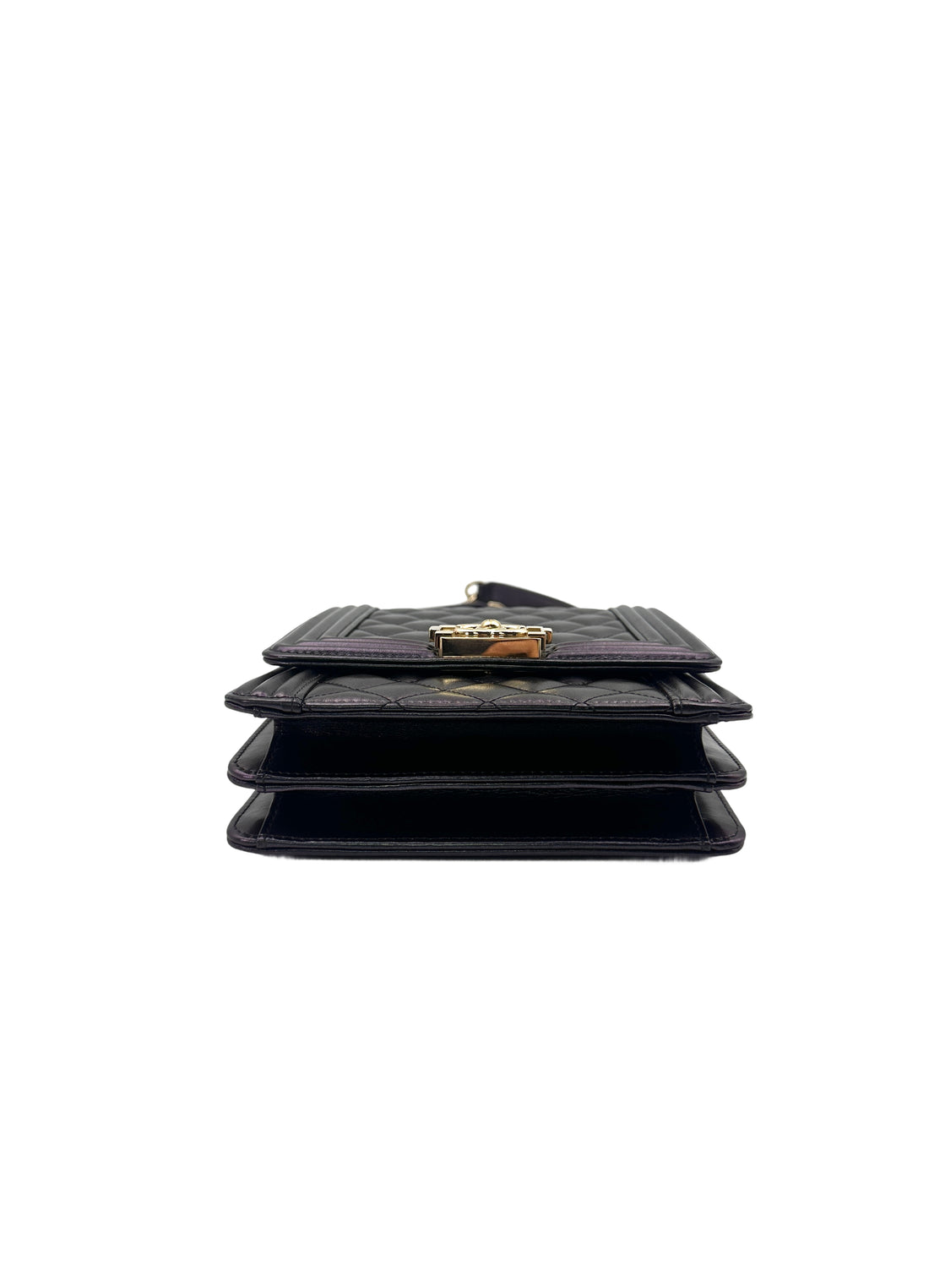Chanel North South LeBoy Black Quilted Calfskin Shoulder Bag With Gold Buckle(27***18) CC1426
