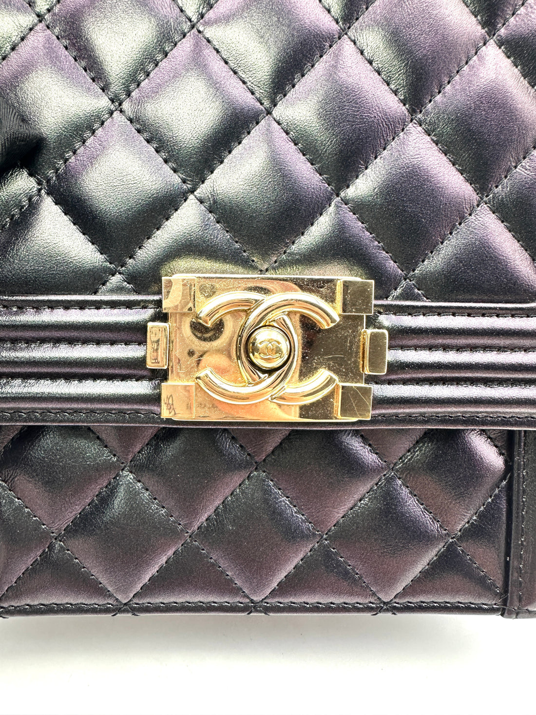 Chanel North South LeBoy Black Quilted Calfskin Shoulder Bag With Gold Buckle(27***18) CC1426