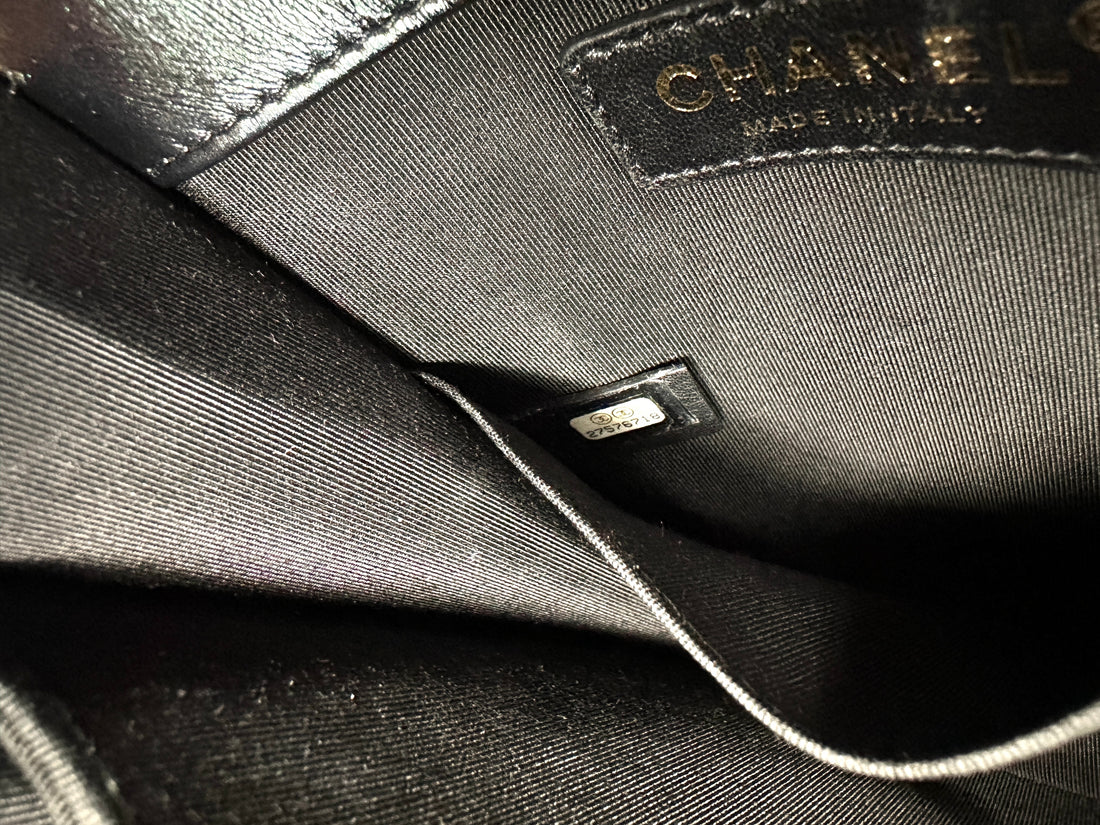 Chanel North South LeBoy Black Quilted Calfskin Shoulder Bag With Gold Buckle(27***18) CC1426