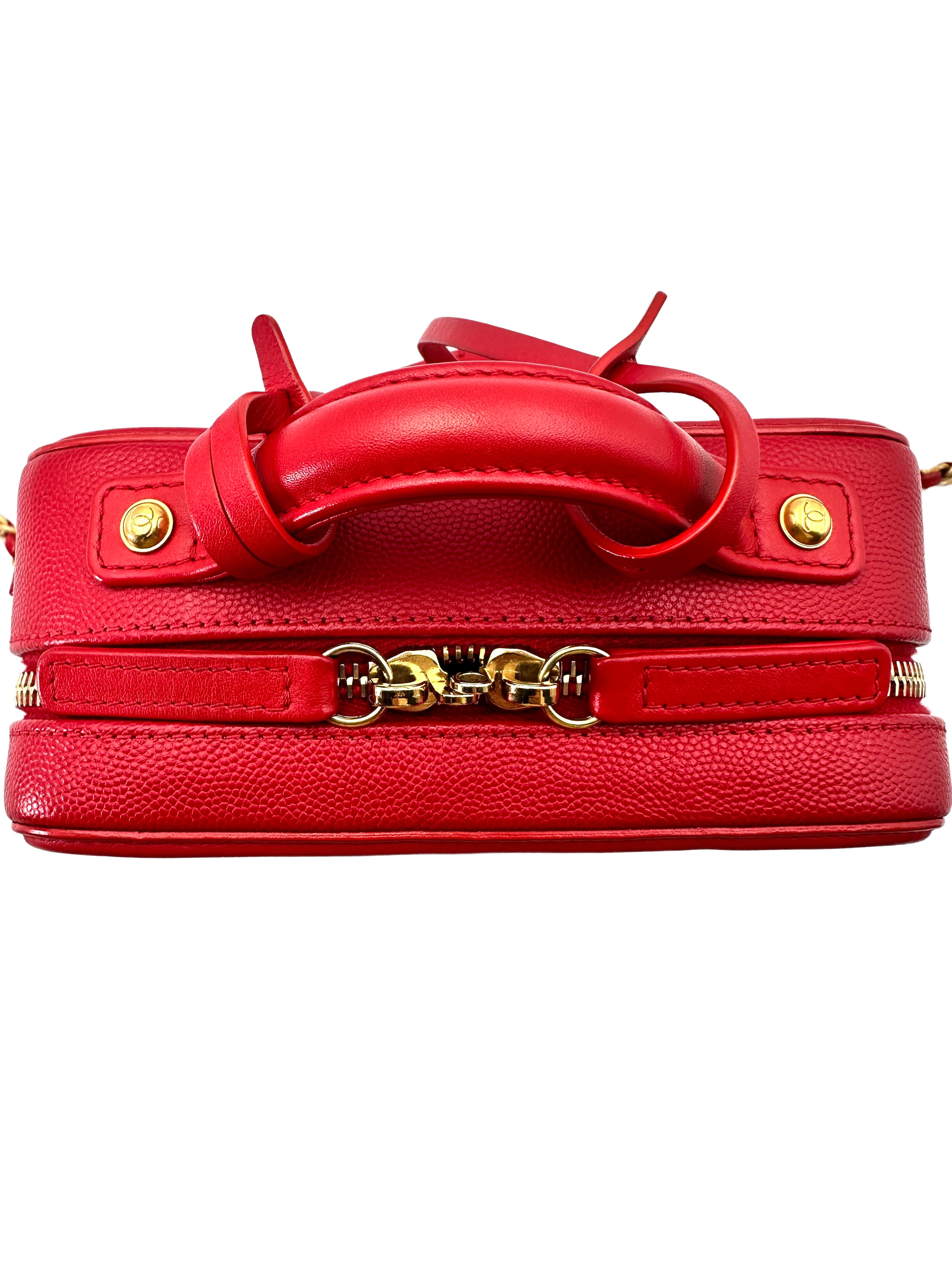 Chanel CC Filigree Red Quilted Leather Top Handle Vanity Case(25***58) CC1428