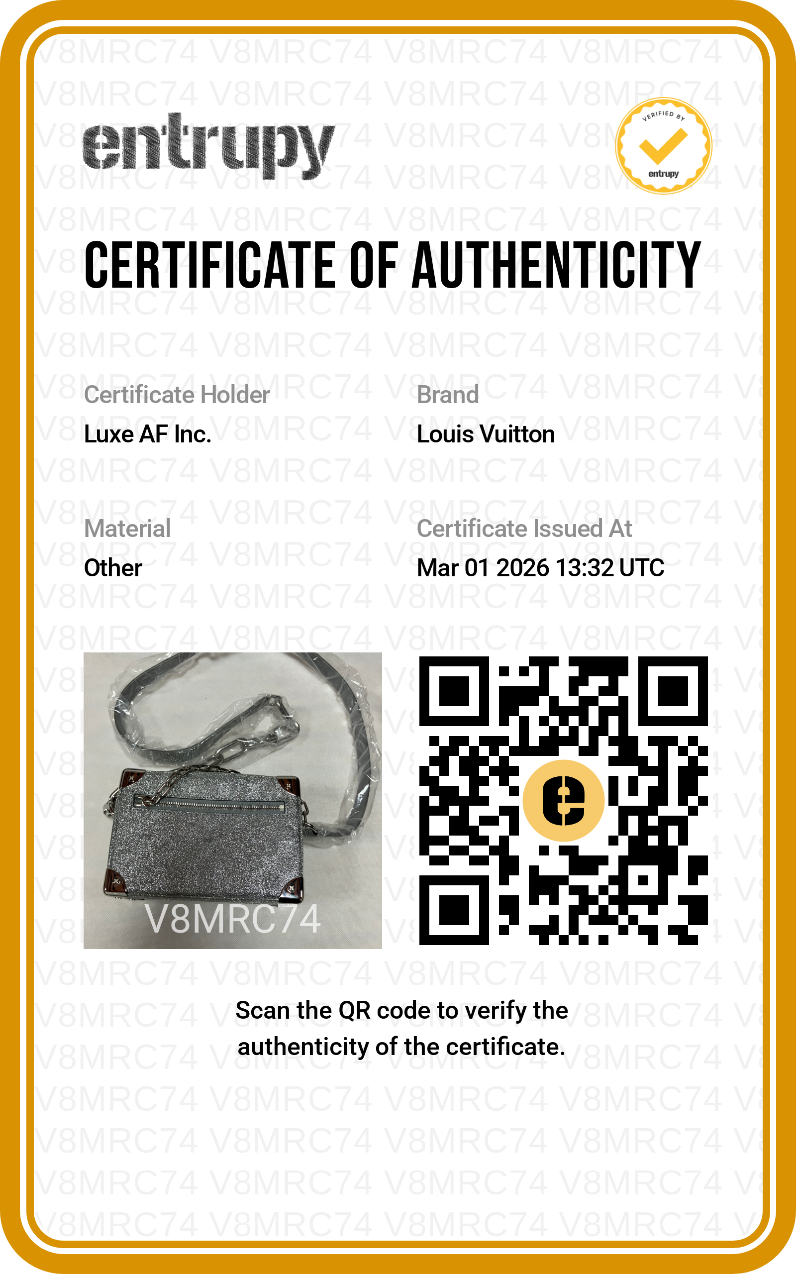 Louis Vuitton Mini Solf Trunk Silver Damier Glitter Shoulder Bag LV1957