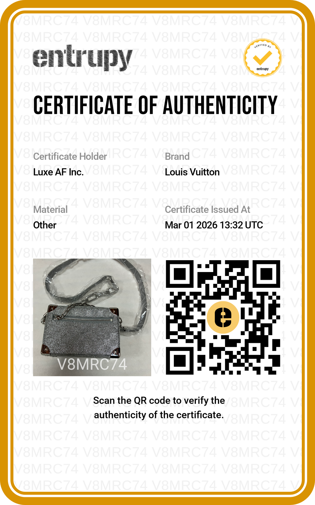 Louis Vuitton Mini Solf Trunk Silver Damier Glitter Shoulder Bag LV1957