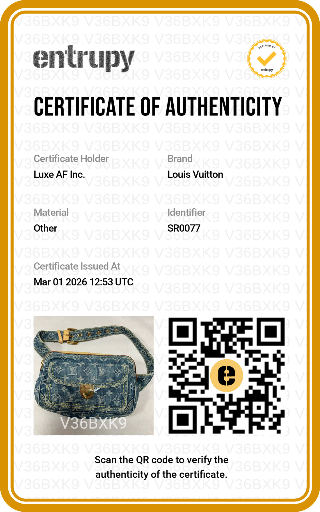 Louis Vuitton Blue Monogram Denim Bum Bag LV1964