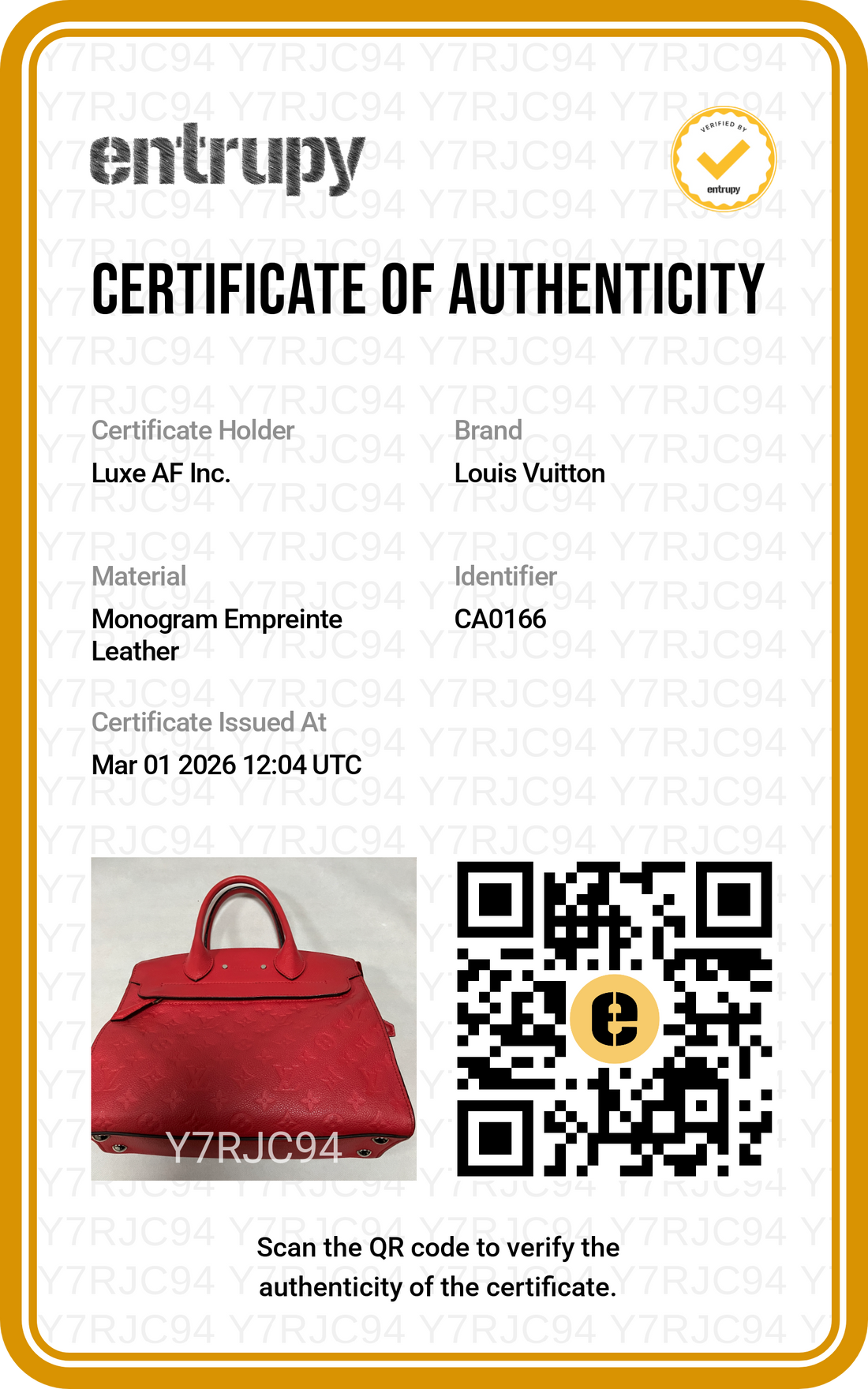 Louis Vuitton MM Red Monogram Empreinte Handle Bag LV1963