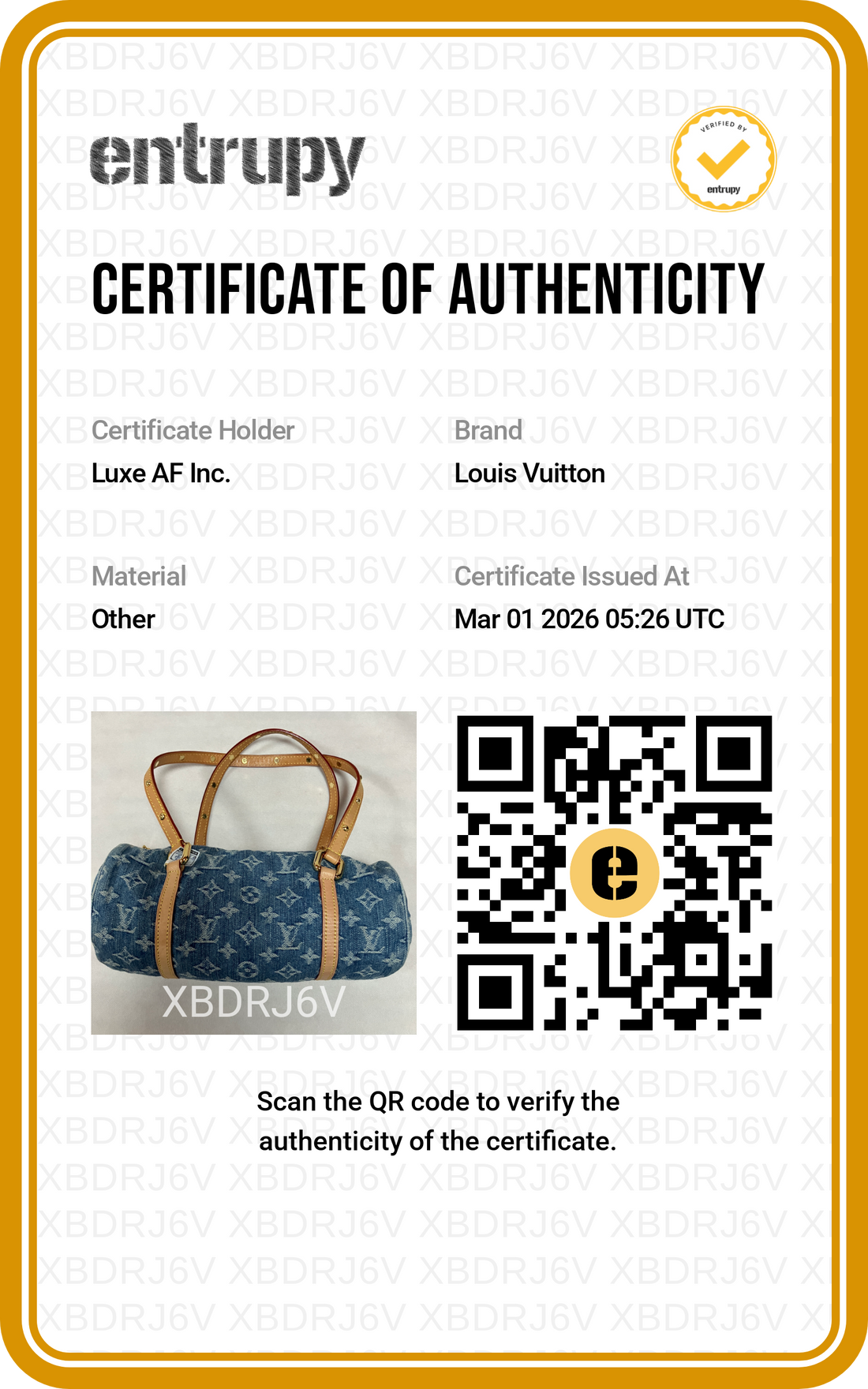 Louis Vuitton Papillon Blue Monogram Denim Shoulder Bag With Pouch LV1954