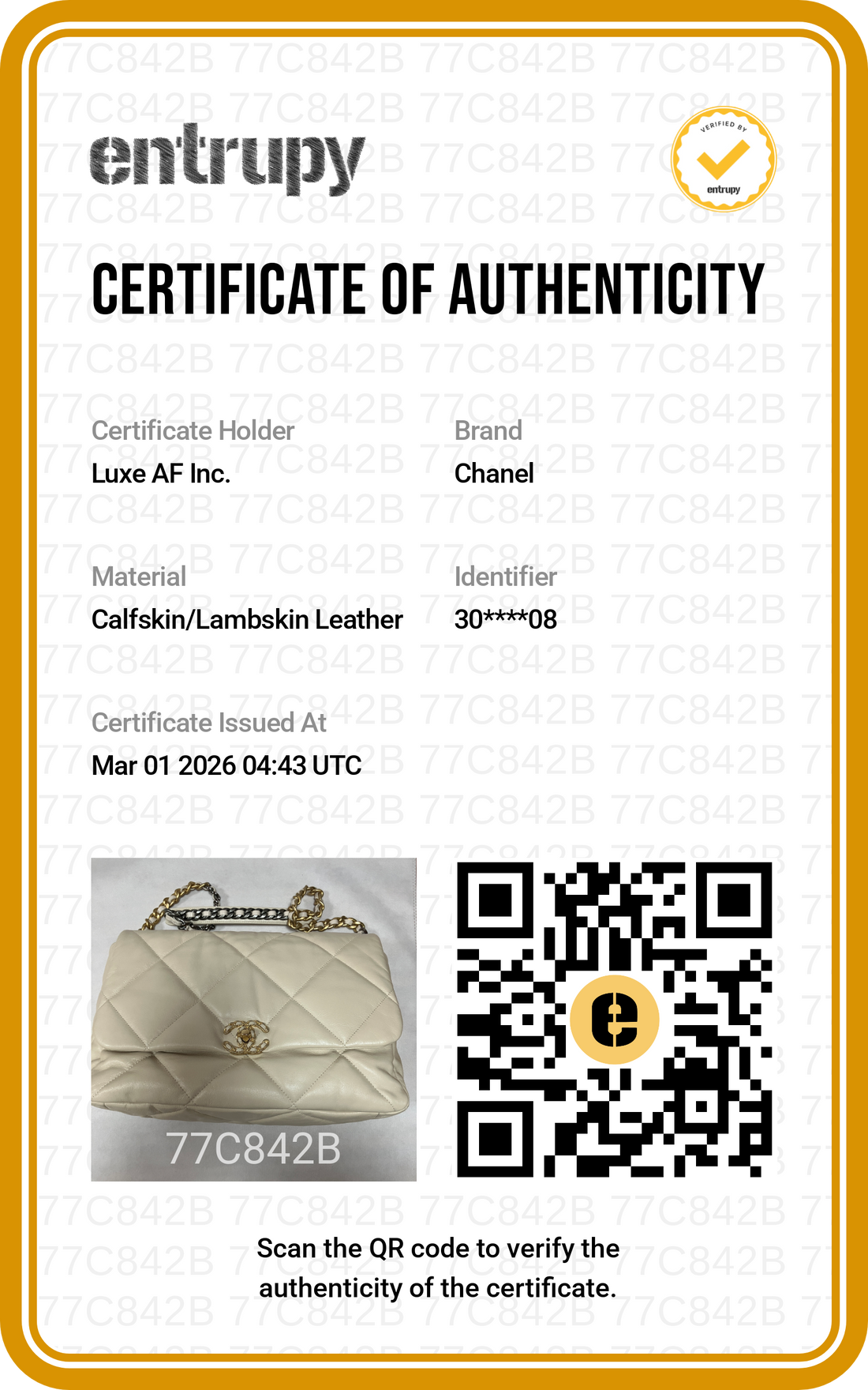 Chanel 19 Beige Quilted Lambskin Large Size Flap Bag With Gold Buckle(30***08) IRIS019