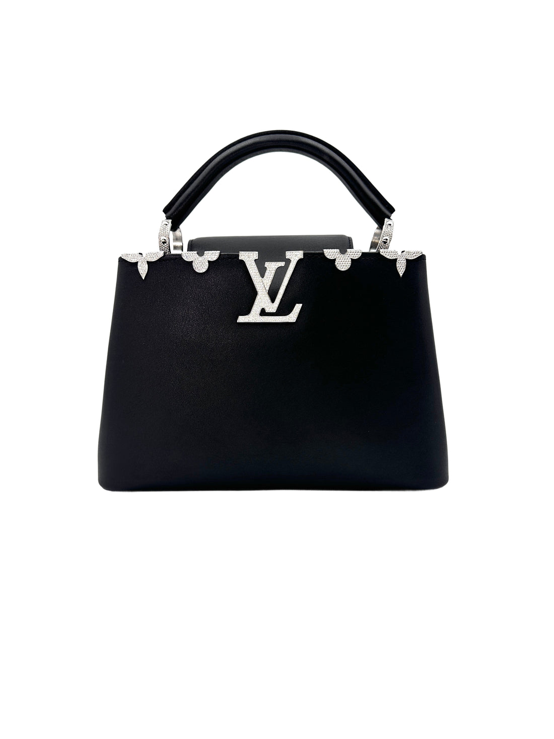 Louis Vuitton Capucines BB Crystal Flowers Black Taurillon Leather Handle Bag LV1960