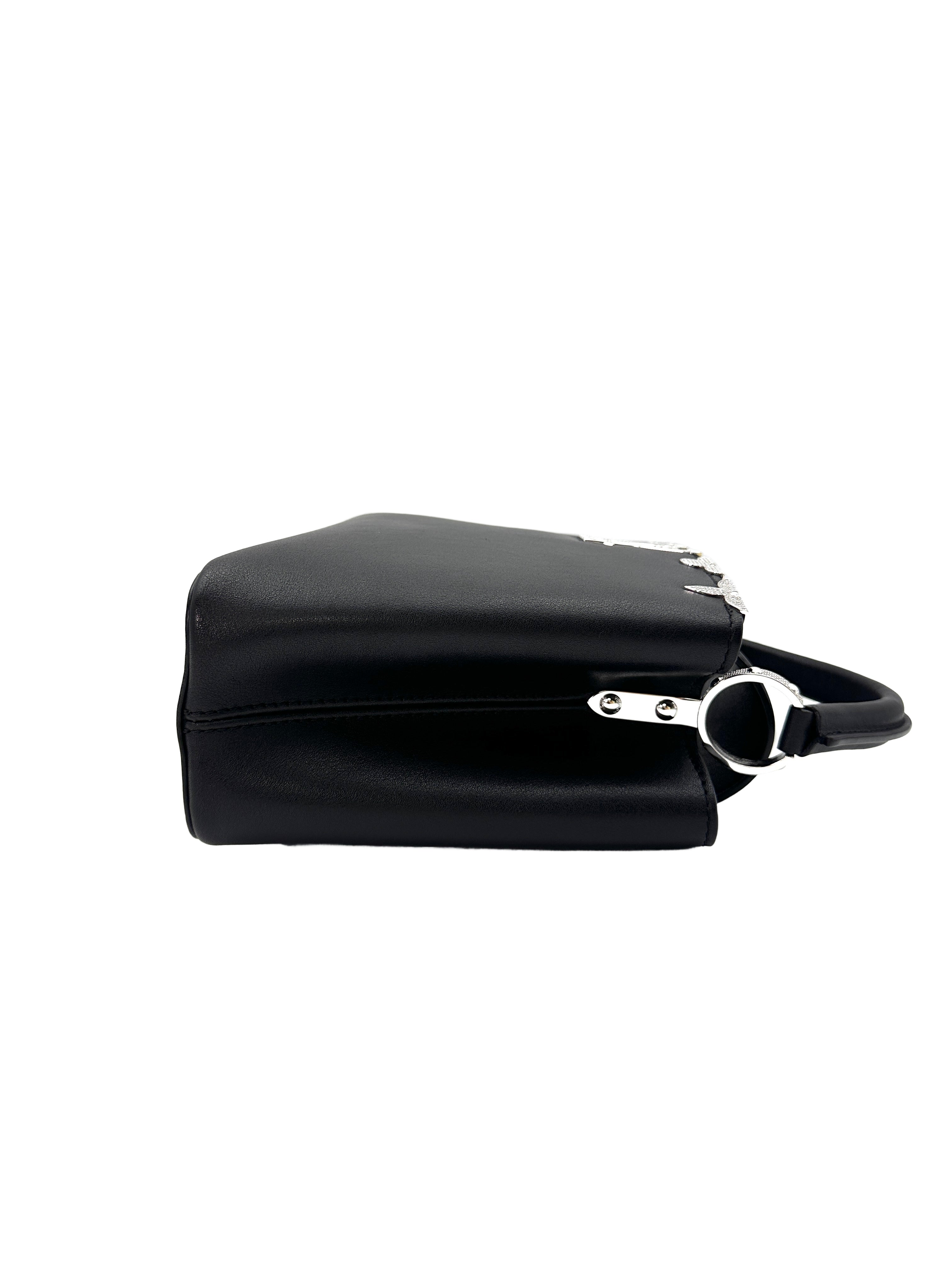 Louis Vuitton Capucines BB Crystal Flowers Black Taurillon Leather Handle Bag LV1960