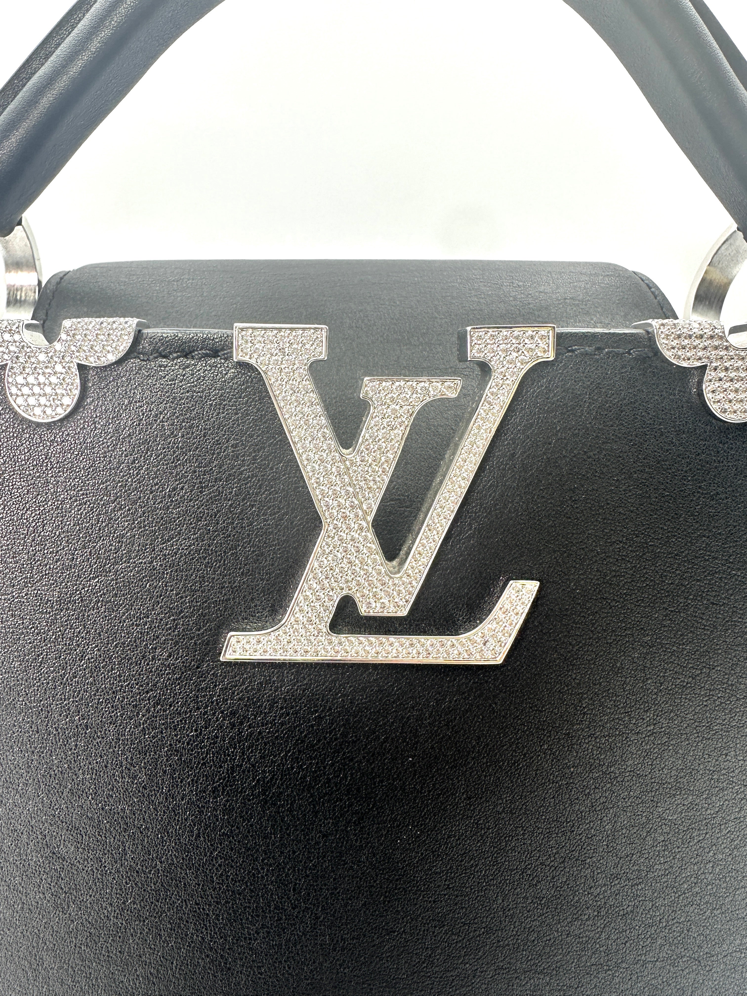 Louis Vuitton Capucines BB Crystal Flowers Black Taurillon Leather Handle Bag LV1960