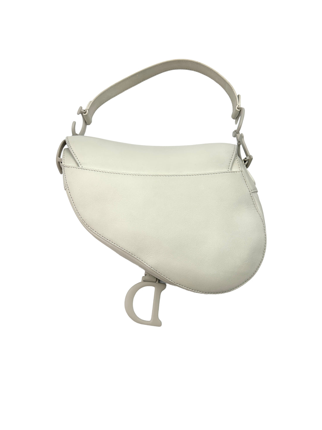 Christian Dior White Leather Medium Size Saddle Bag DR509