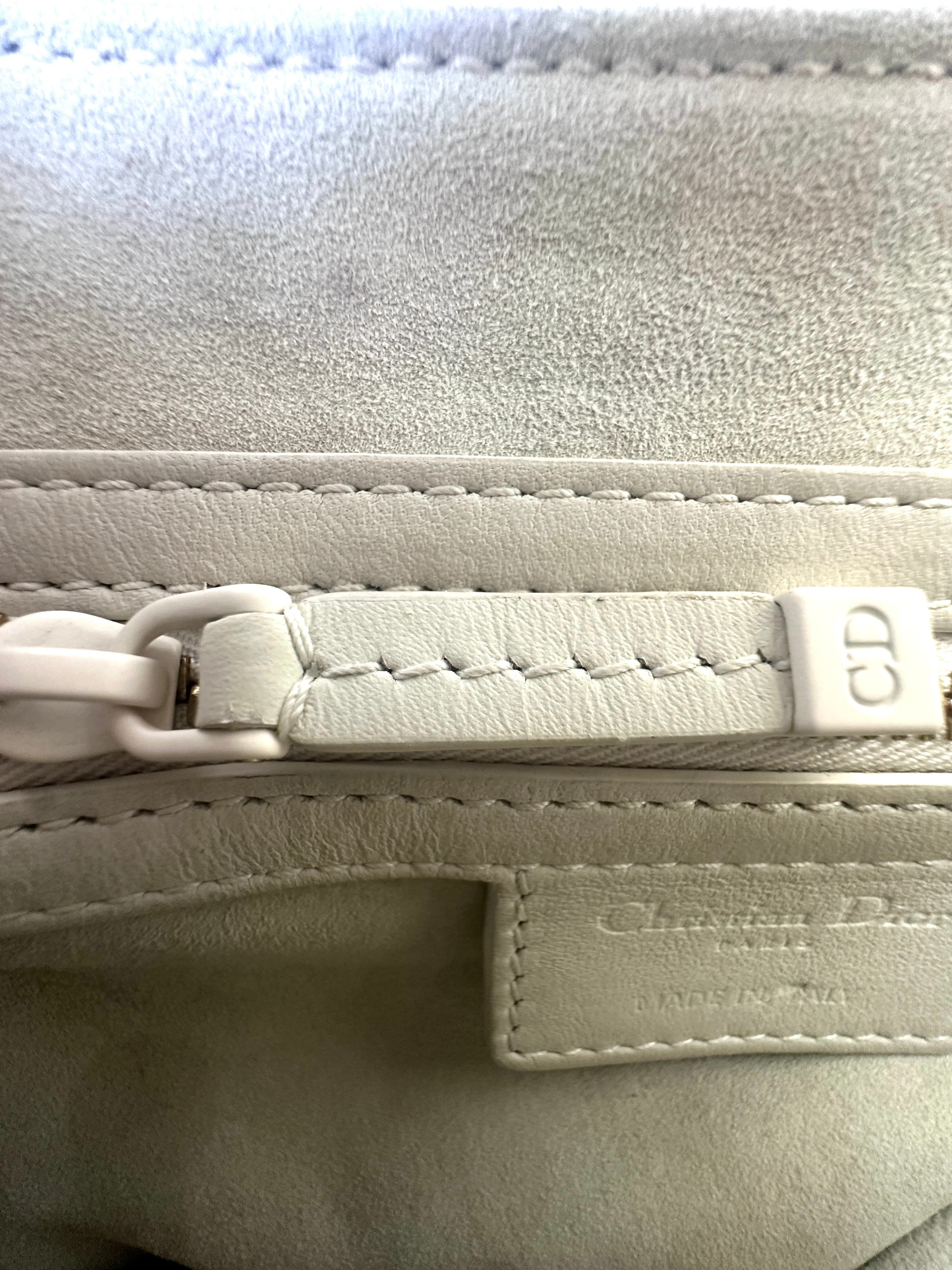 Christian Dior White Leather Medium Size Saddle Bag DR509