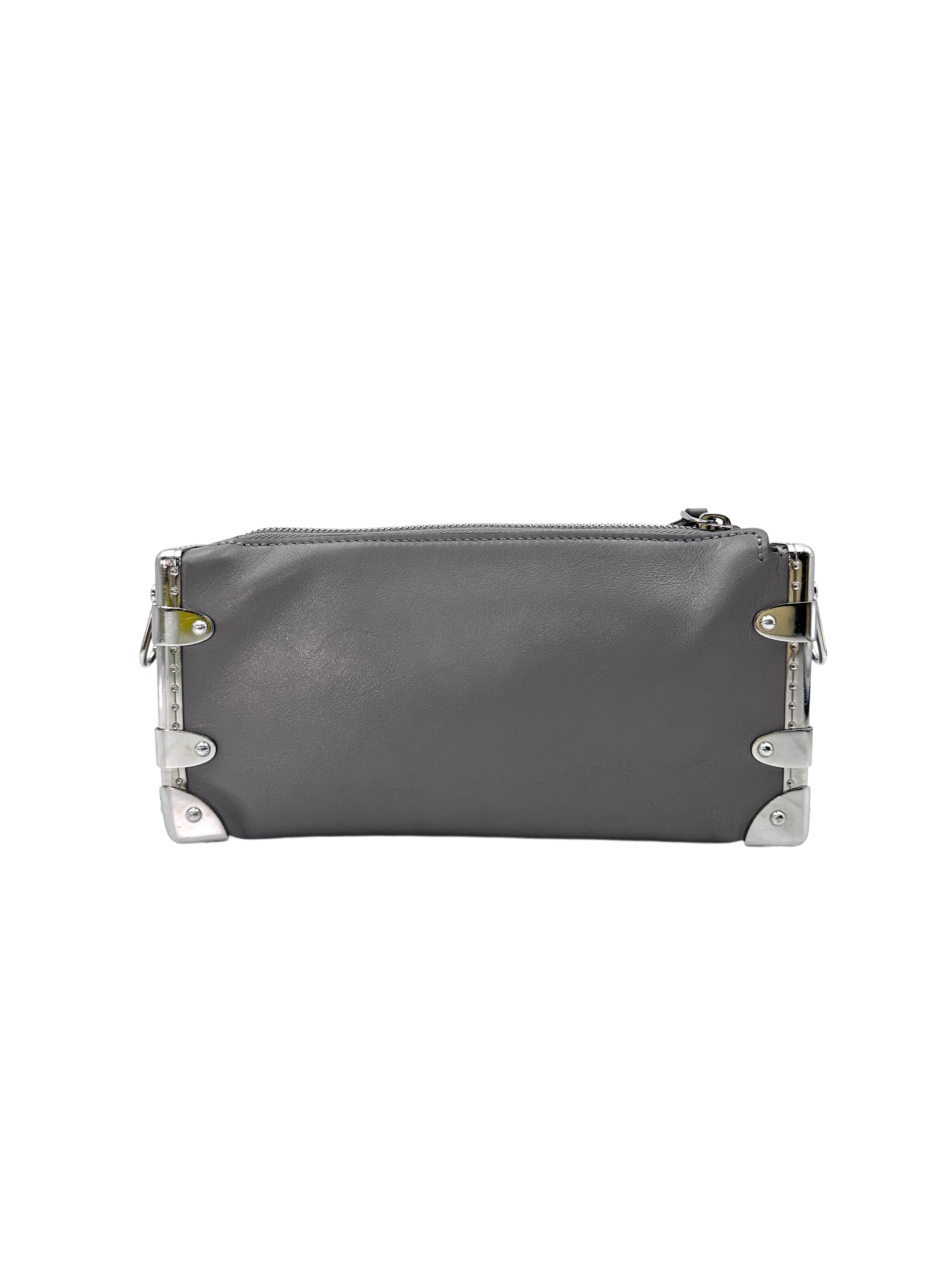 Louis Vuitton Slim Trunk Light Blue Leather Shoulder Bag With Silver Hardware LV1958
