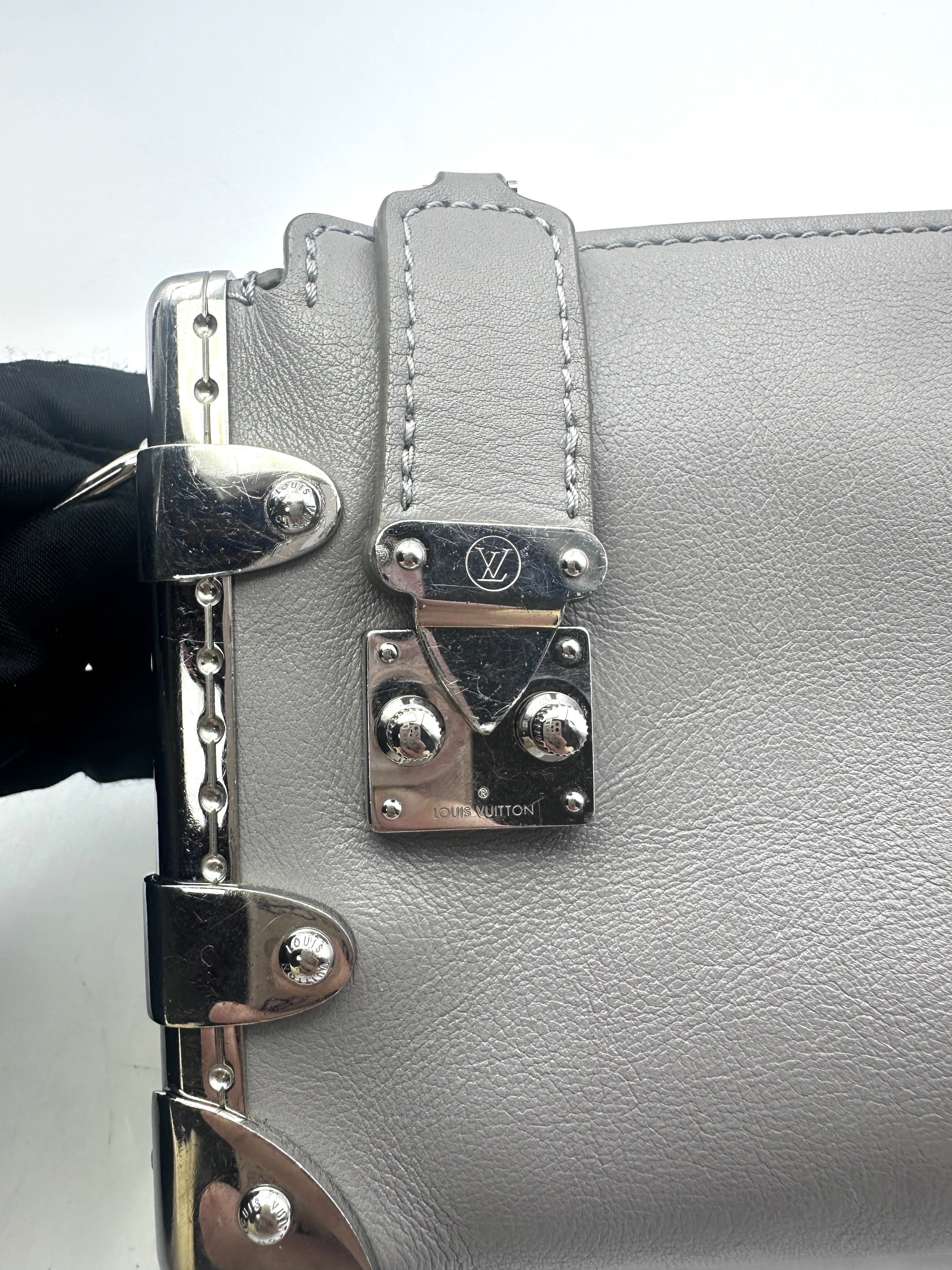 Louis Vuitton Slim Trunk Light Blue Leather Shoulder Bag With Silver Hardware LV1958
