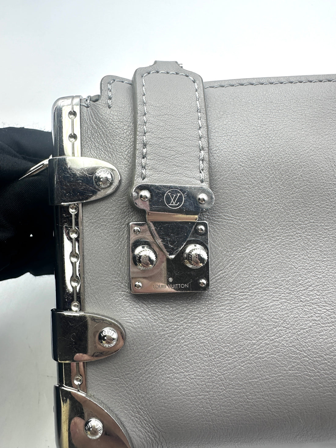 Louis Vuitton Slim Trunk Light Blue Leather Shoulder Bag With Silver Hardware LV1958