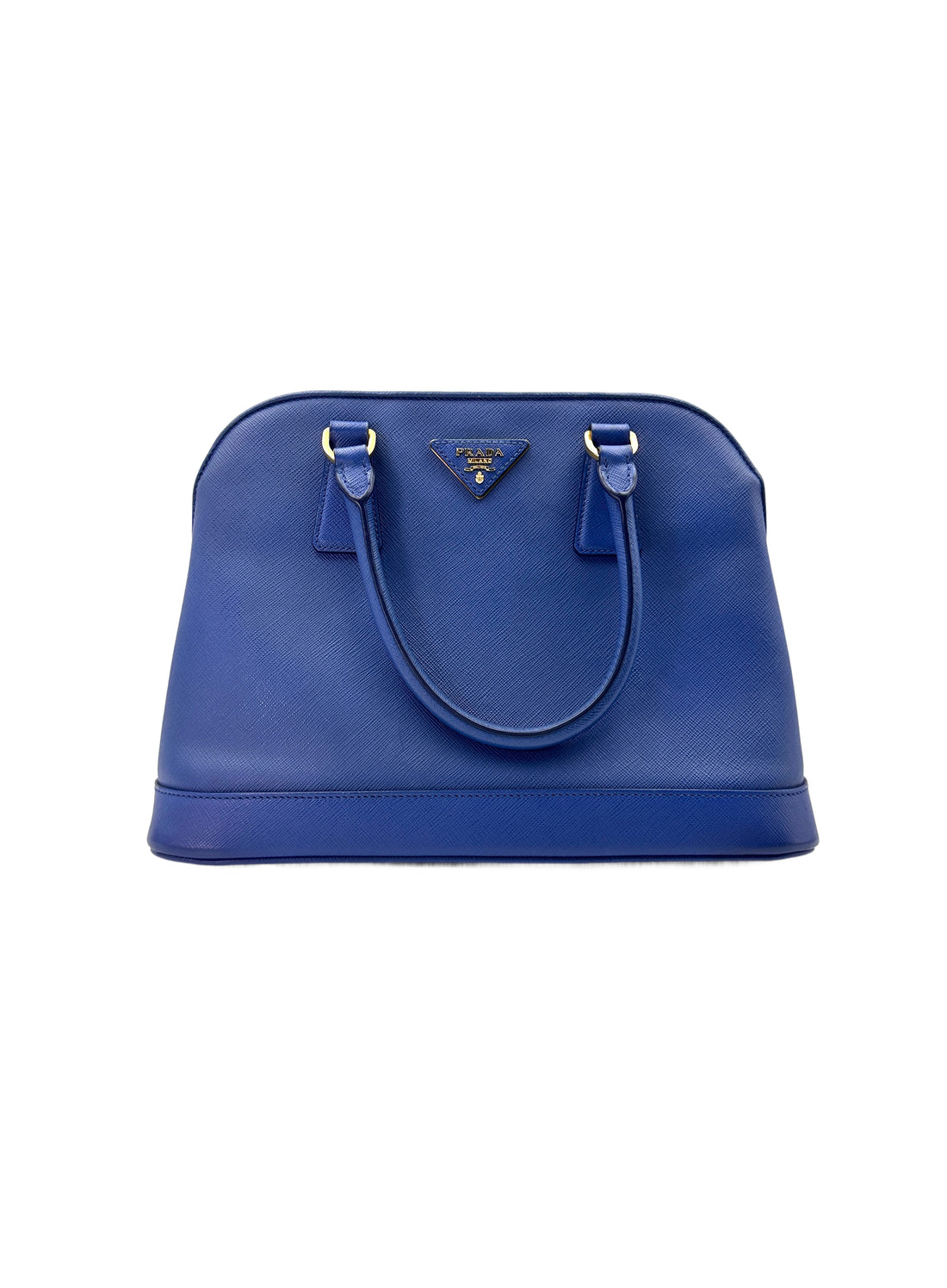 Prada Promenade Blue Saffiano Lux Leather Meidum Size Handle Bag PR190
