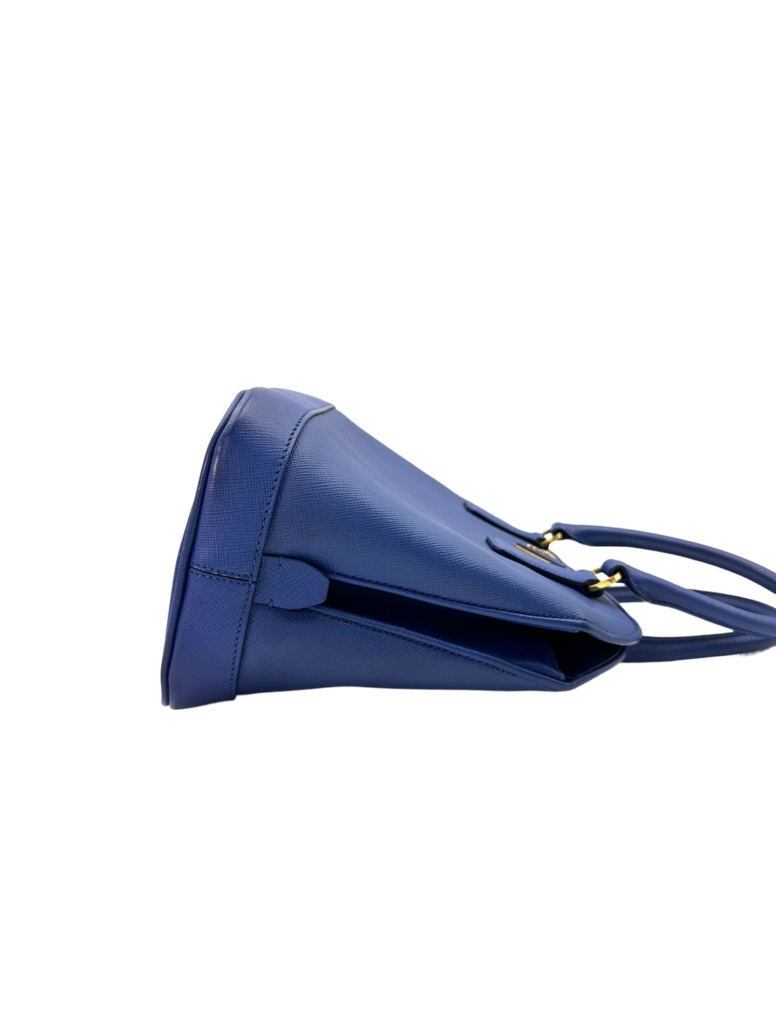 Prada Promenade Blue Saffiano Lux Leather Meidum Size Handle Bag PR190