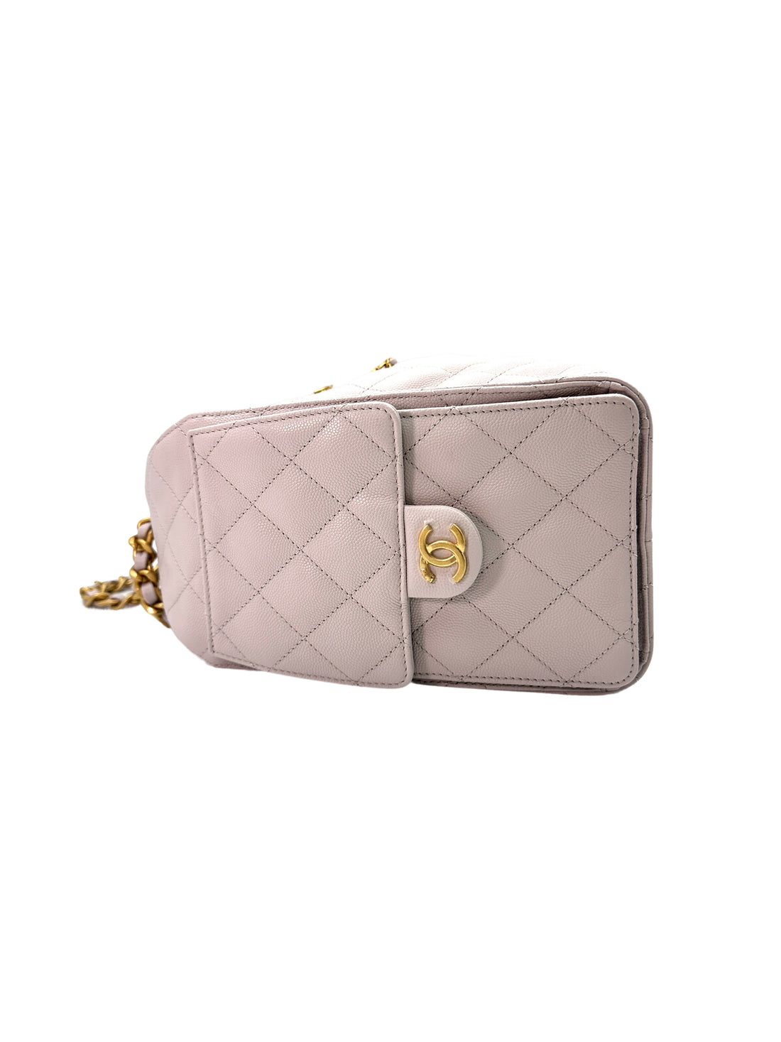 Chanel 25k White Quilted Leather Small Size Chain Hobo Bag(H5***AA) IRIS022