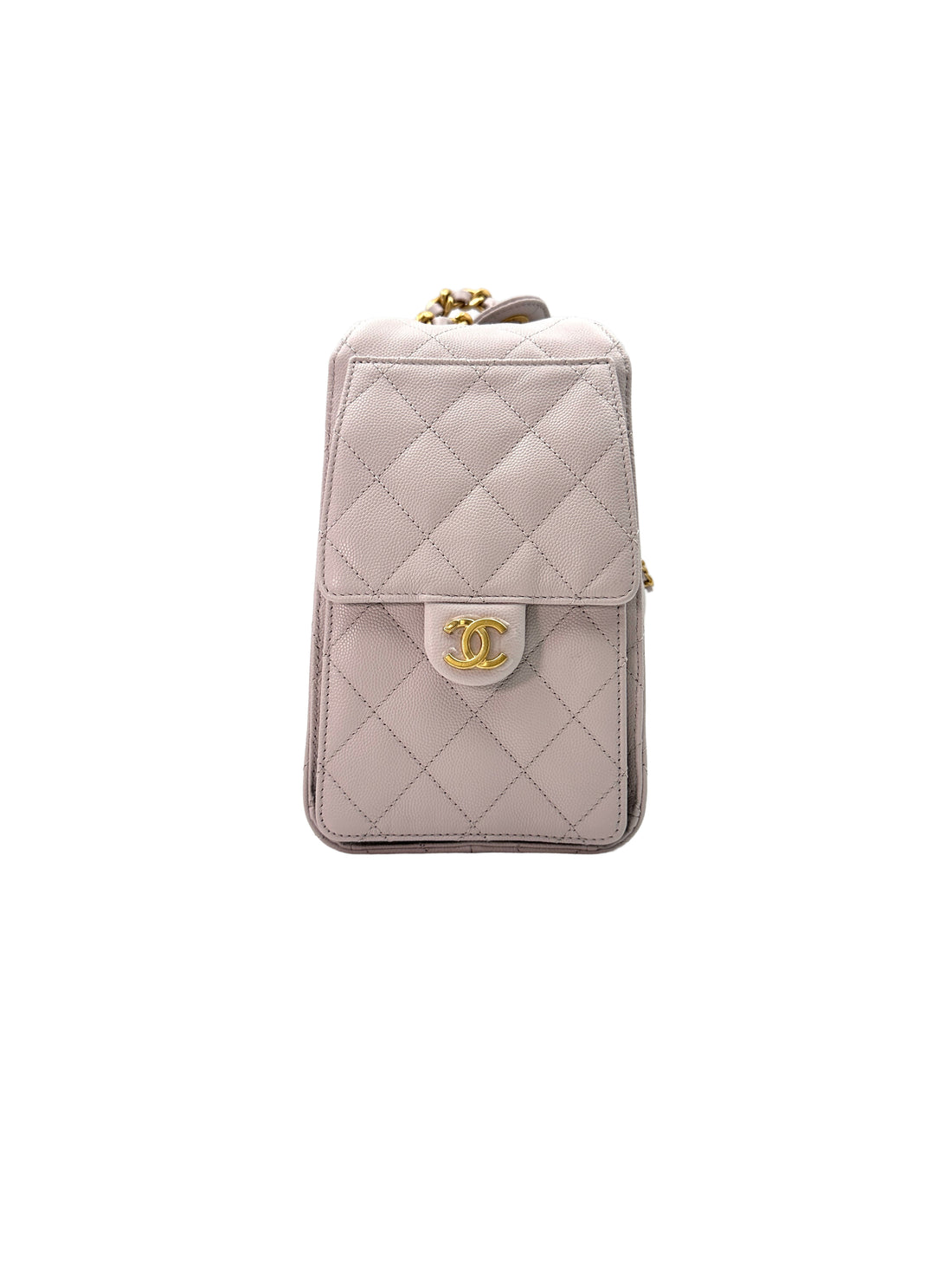 Chanel 25k White Quilted Leather Small Size Chain Hobo Bag(H5***AA) IRIS022