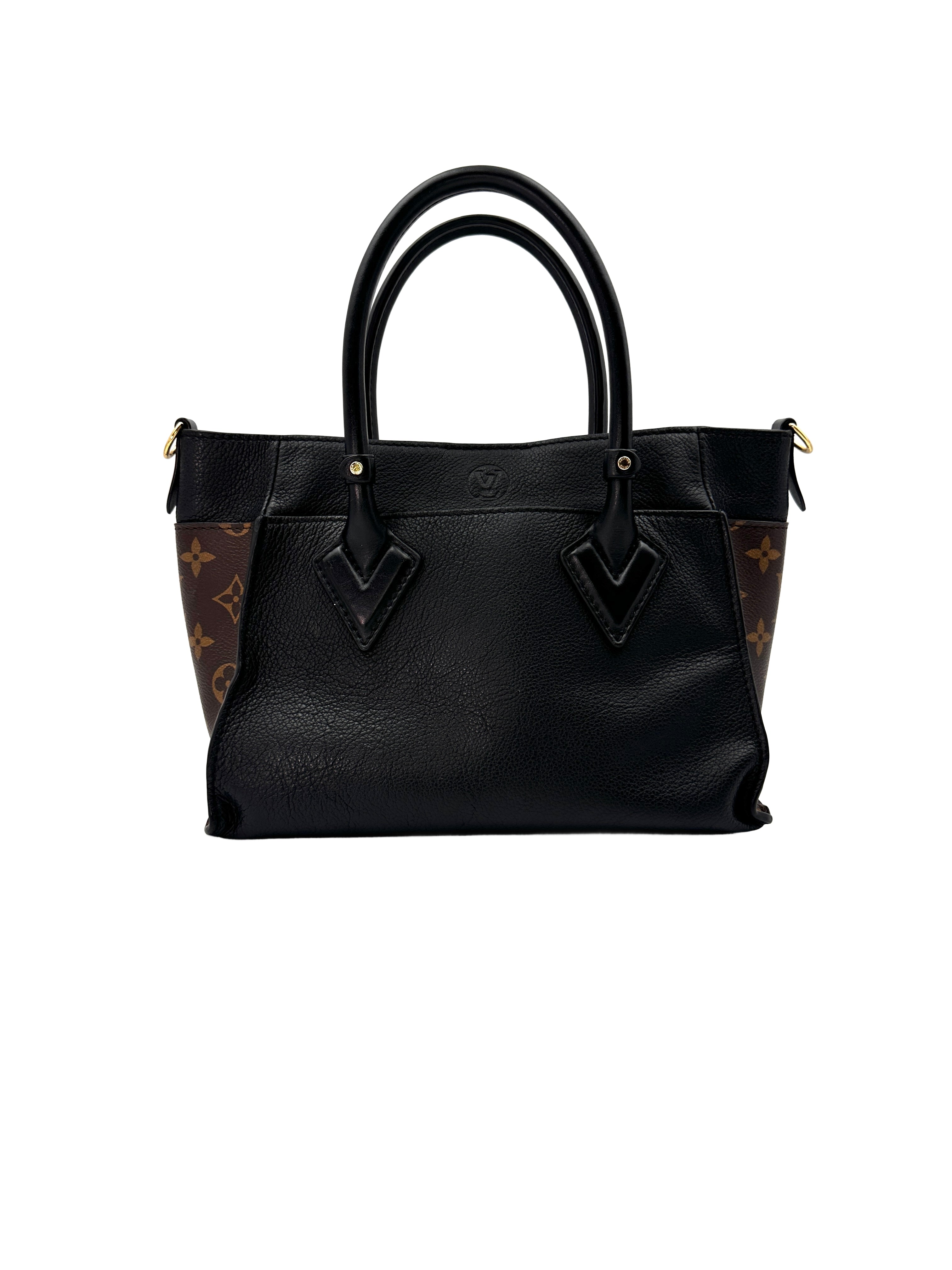 Louis Vuitton On My Side PM Black Leather And Monogram Canvas Tote Bag LV1967