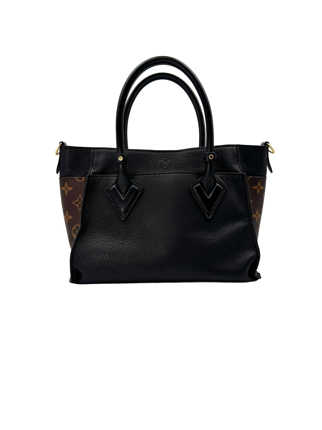 Louis Vuitton On My Side PM Black Leather And Monogram Canvas Tote Bag LV1967