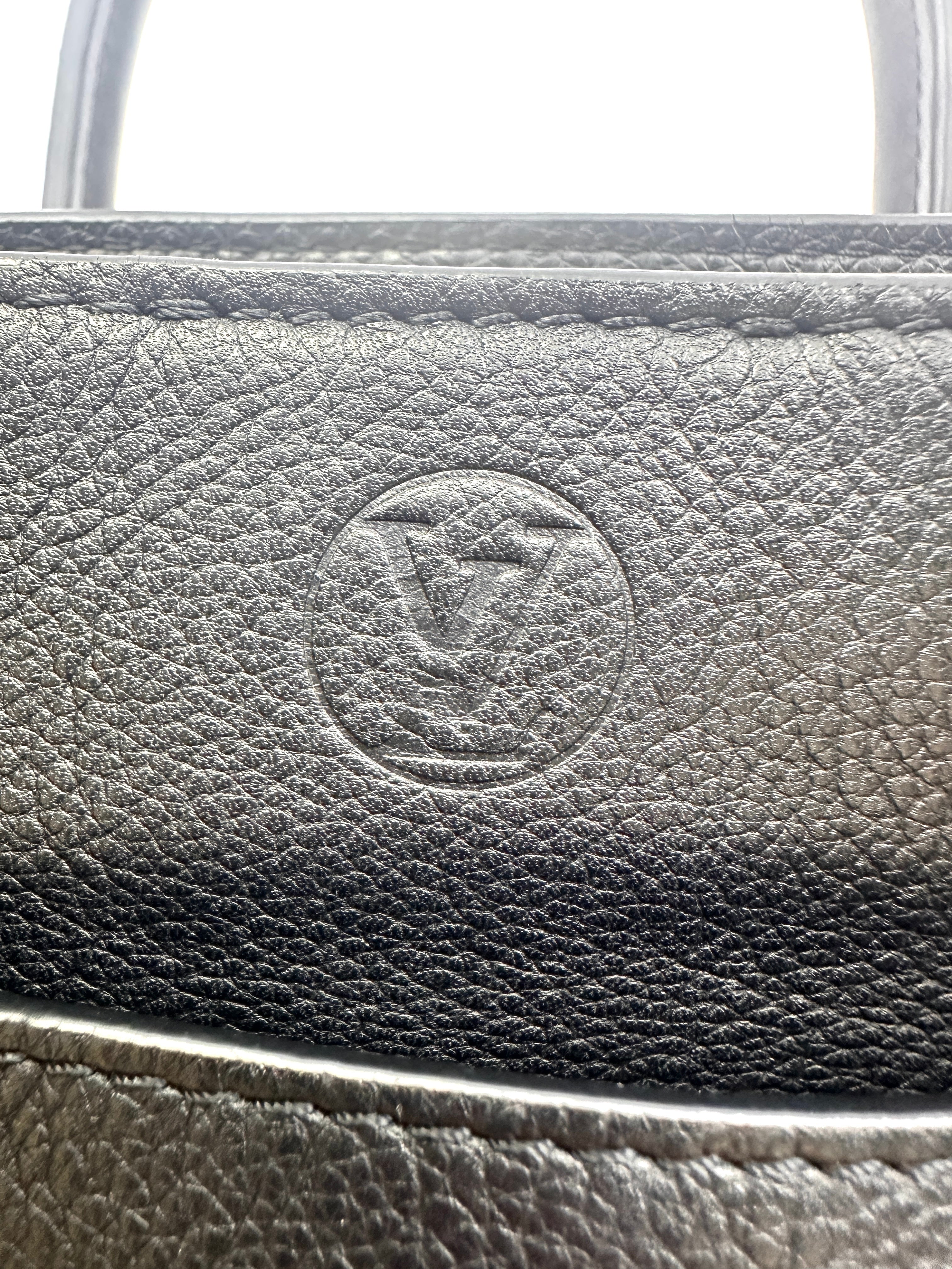 Louis Vuitton On My Side PM Black Leather And Monogram Canvas Tote Bag LV1967