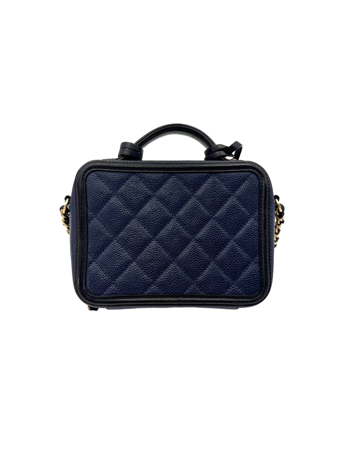 Chanel CC Filigree Navy Quilted Leather Top Handle Vanity Case(23***31) CC1430