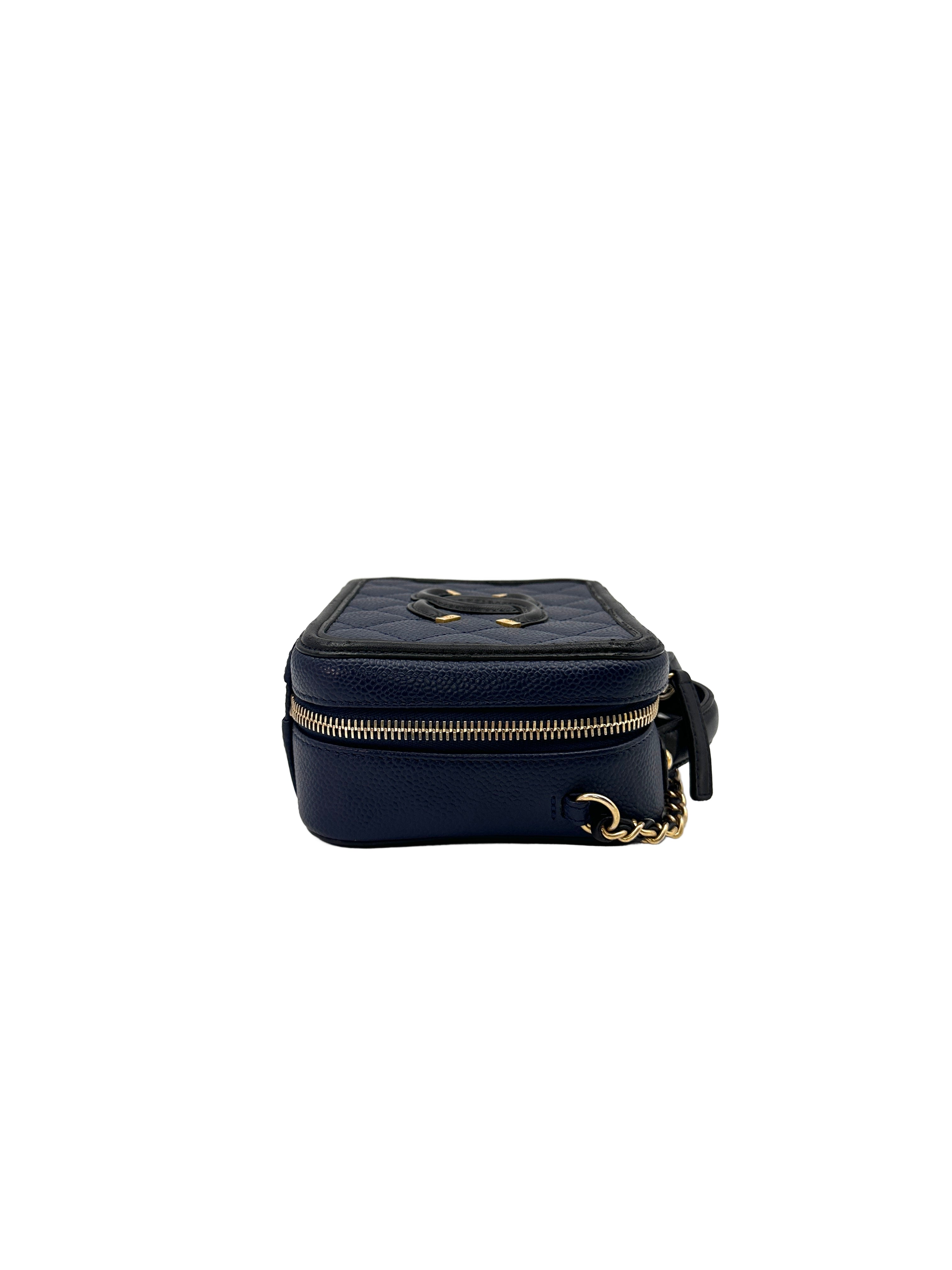 Chanel CC Filigree Navy Quilted Leather Top Handle Vanity Case(23***31) CC1430