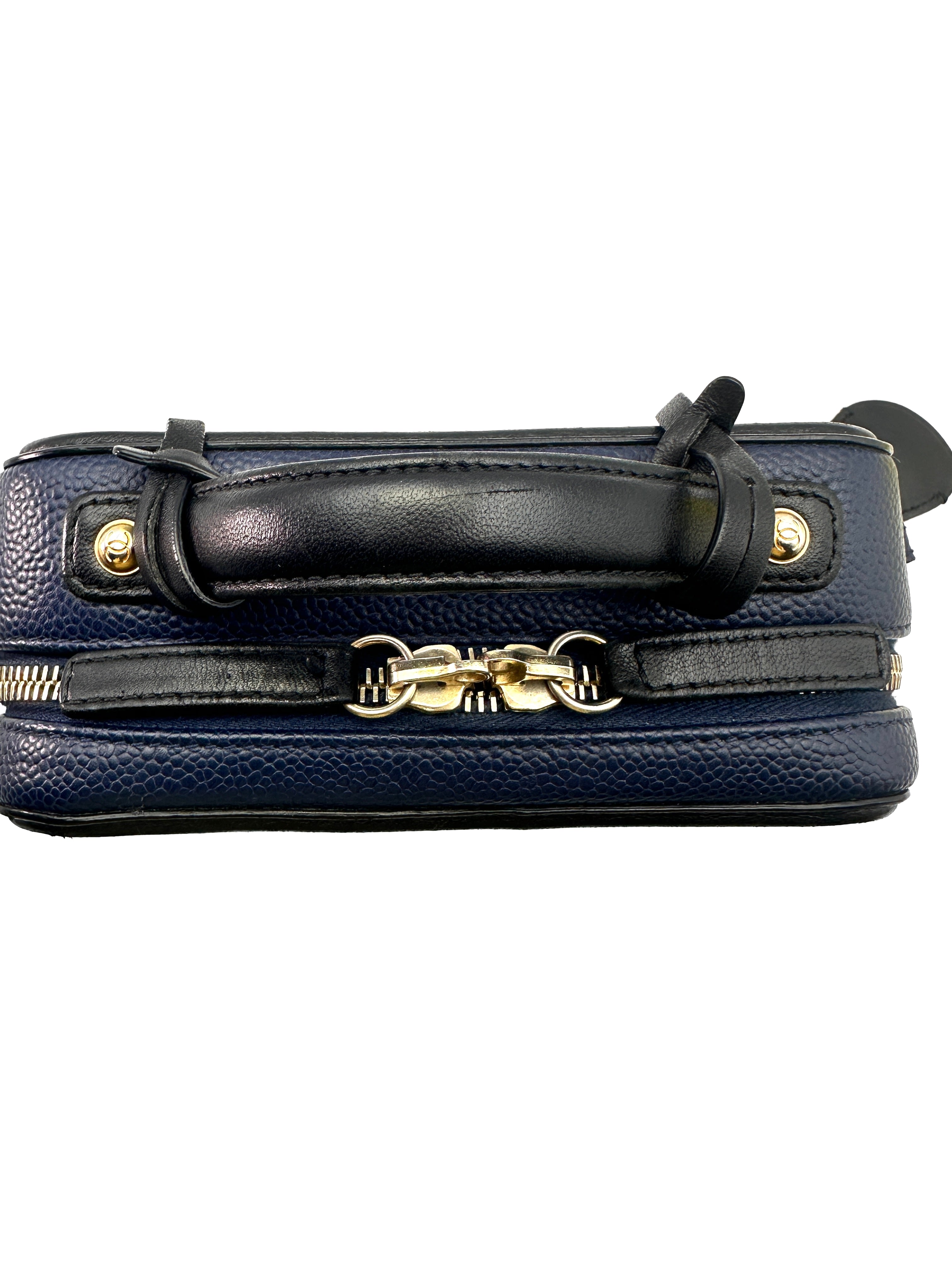 Chanel CC Filigree Navy Quilted Leather Top Handle Vanity Case(23***31) CC1430