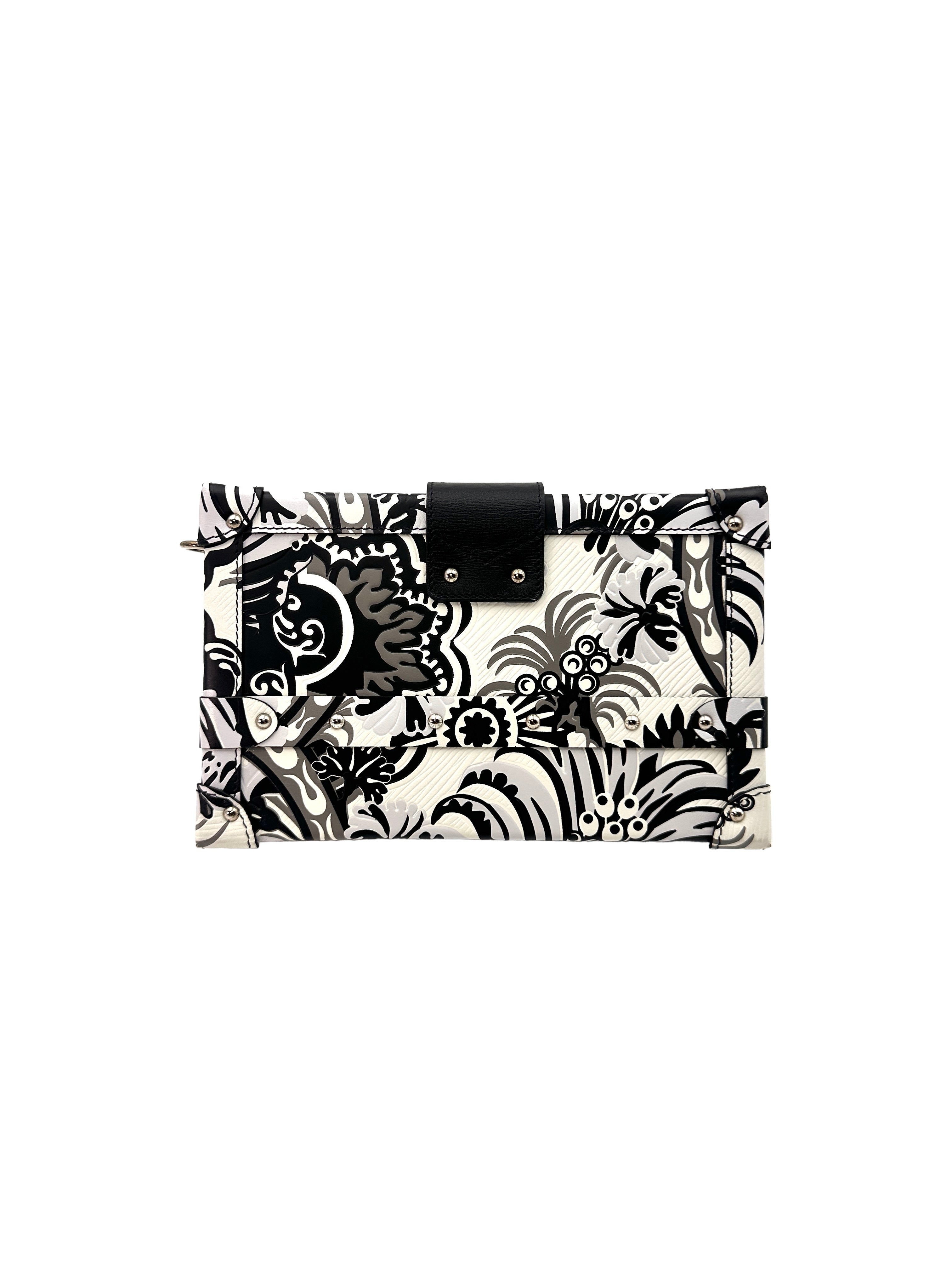 Louis Vuitton Petite Malle Black/White Floral Printed Embossed Shoulder Bag LV1959