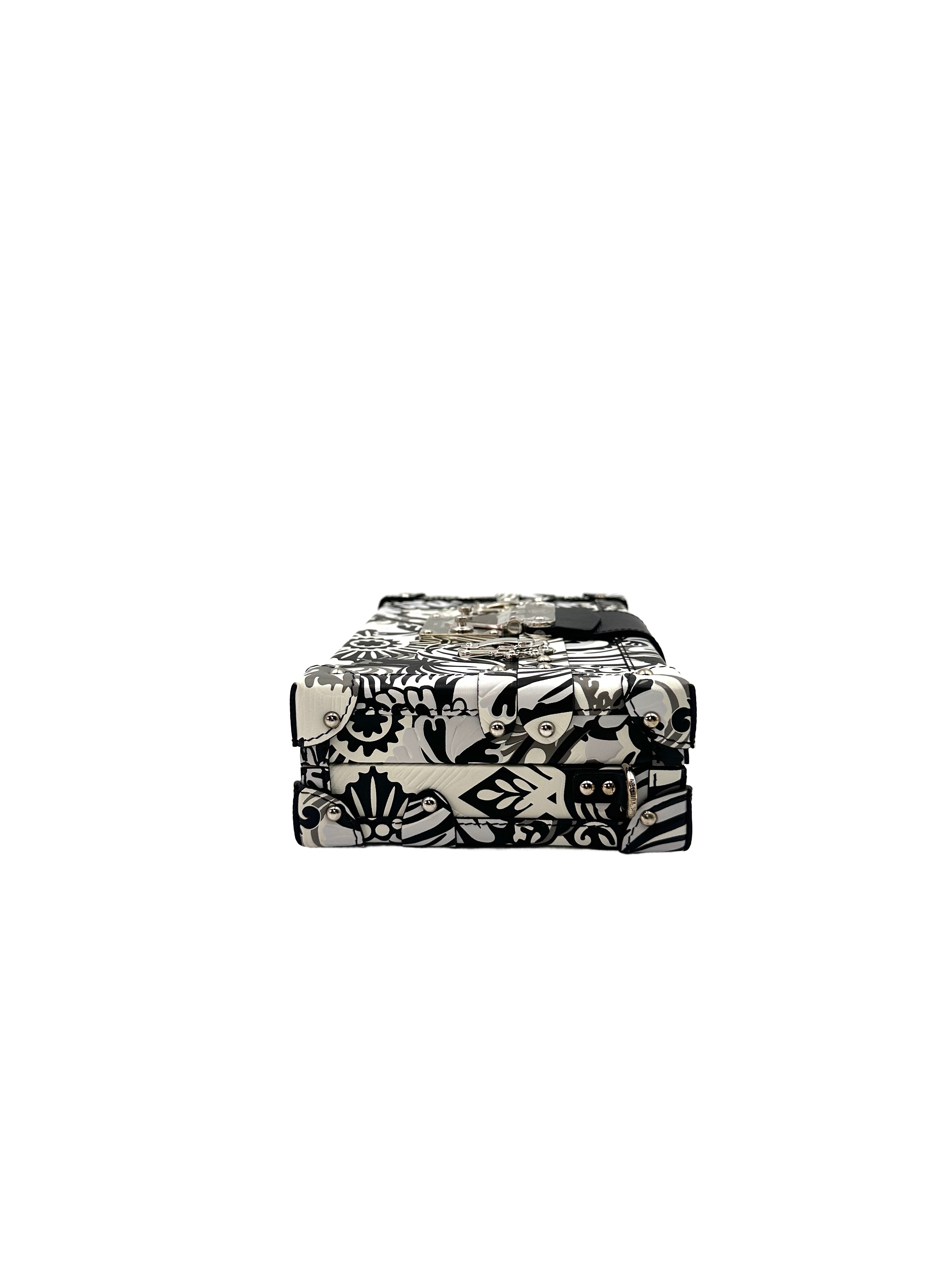 Louis Vuitton Petite Malle Black/White Floral Printed Embossed Shoulder Bag LV1959