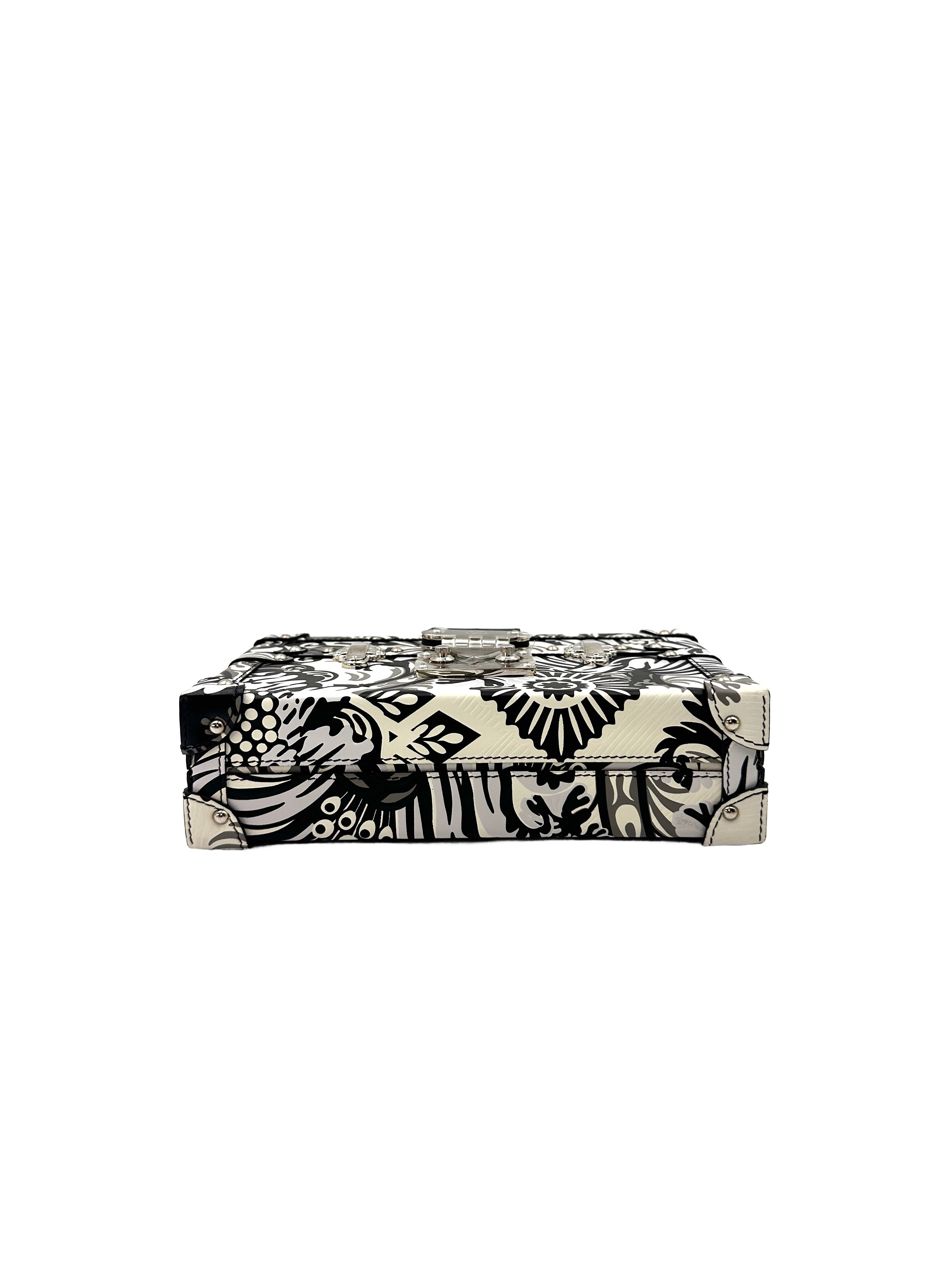 Louis Vuitton Petite Malle Black/White Floral Printed Embossed Shoulder Bag LV1959