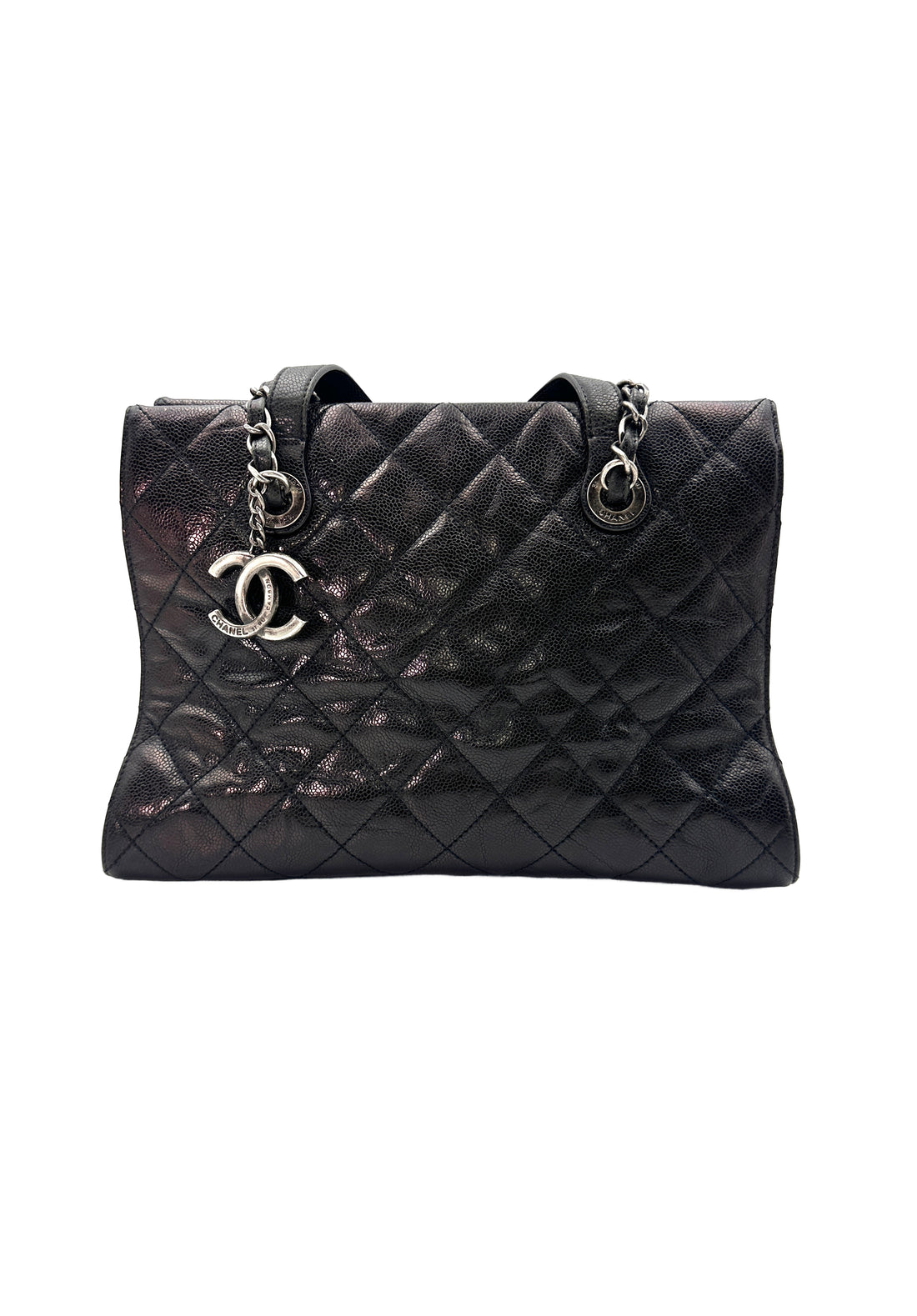 Chanel Black Quilted Calfskin Handle Bag With Silver Hardware(18***71) CC1431