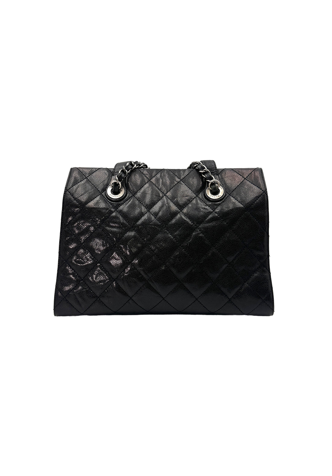 Chanel Black Quilted Calfskin Handle Bag With Silver Hardware(18***71) CC1431
