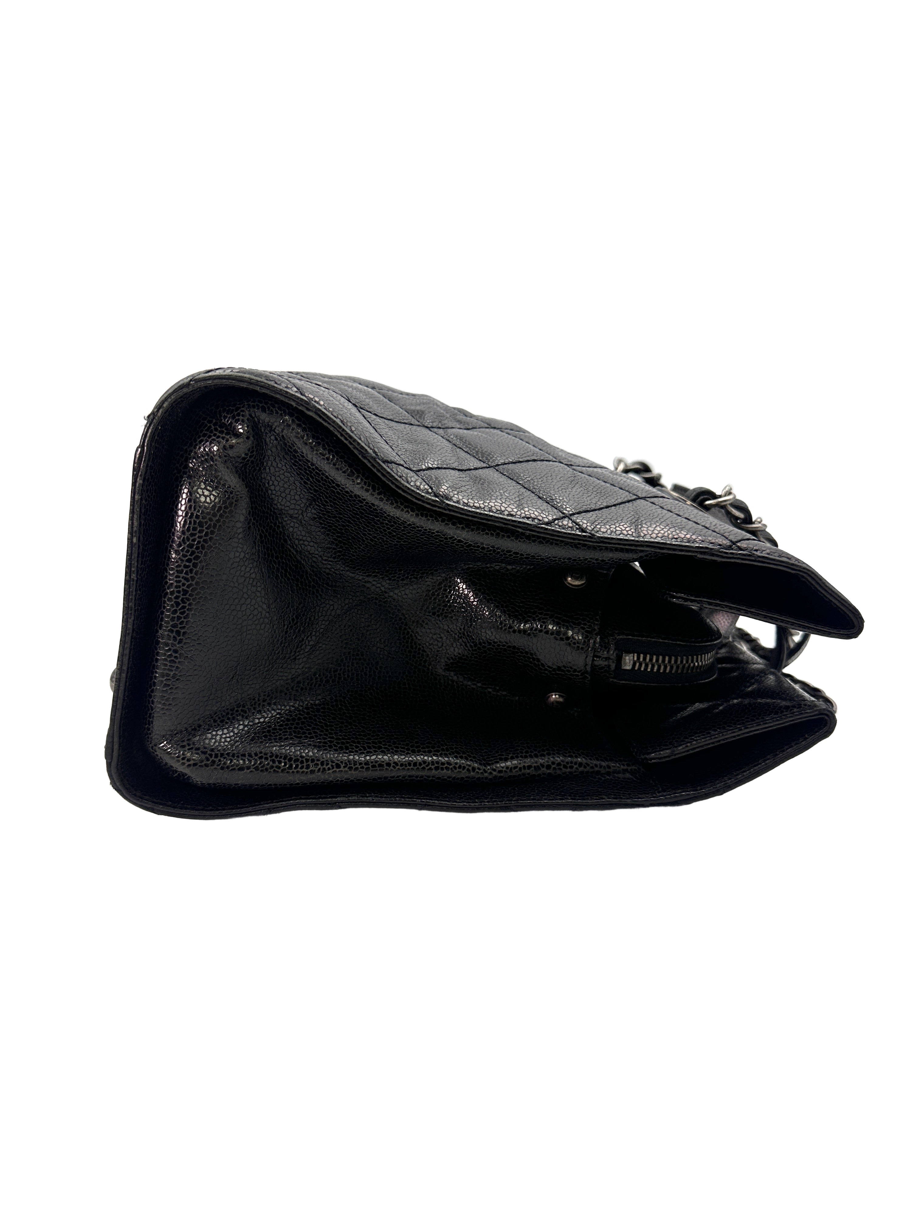 Chanel Black Quilted Calfskin Handle Bag With Silver Hardware(18***71) CC1431