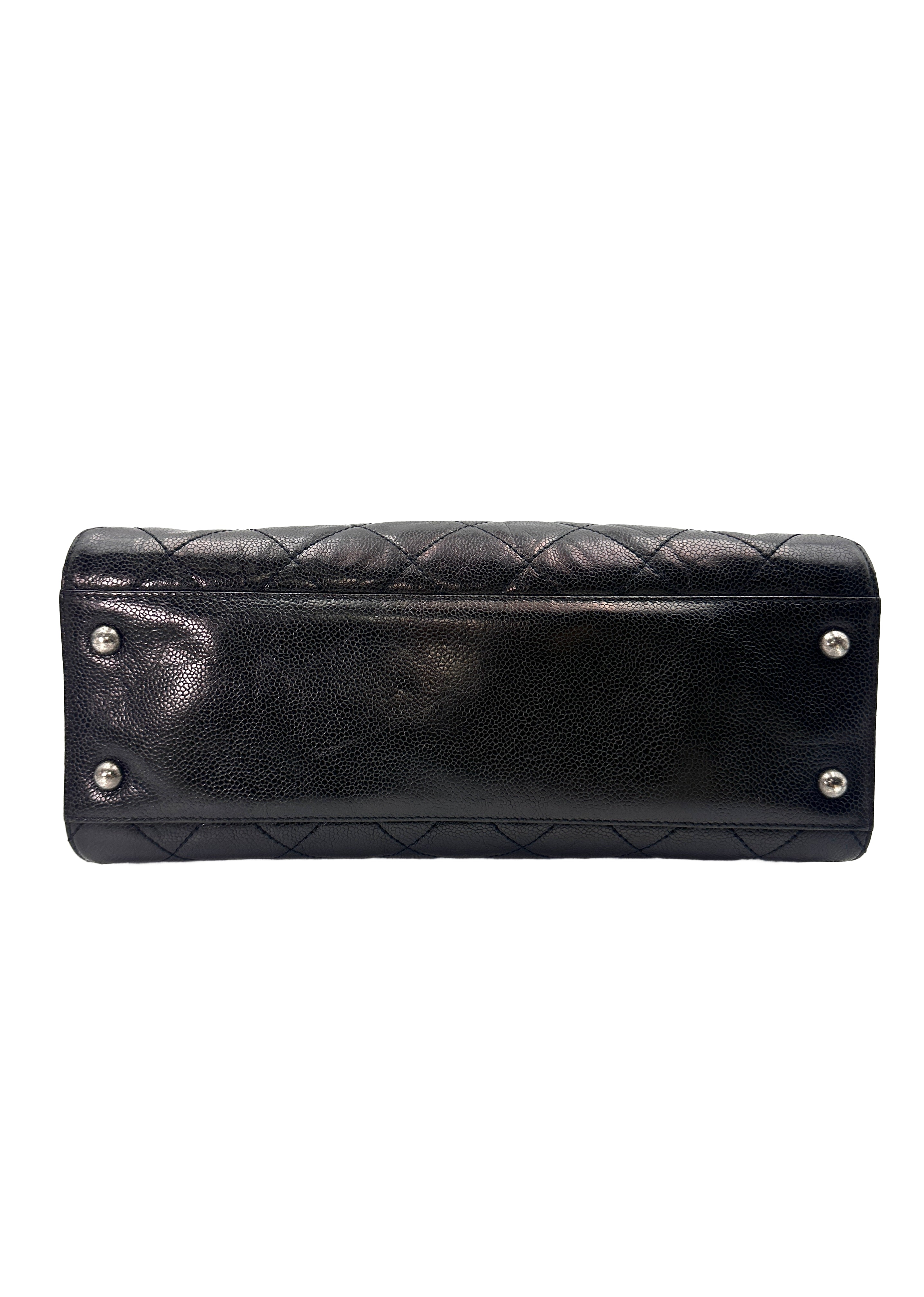 Chanel Black Quilted Calfskin Handle Bag With Silver Hardware(18***71) CC1431