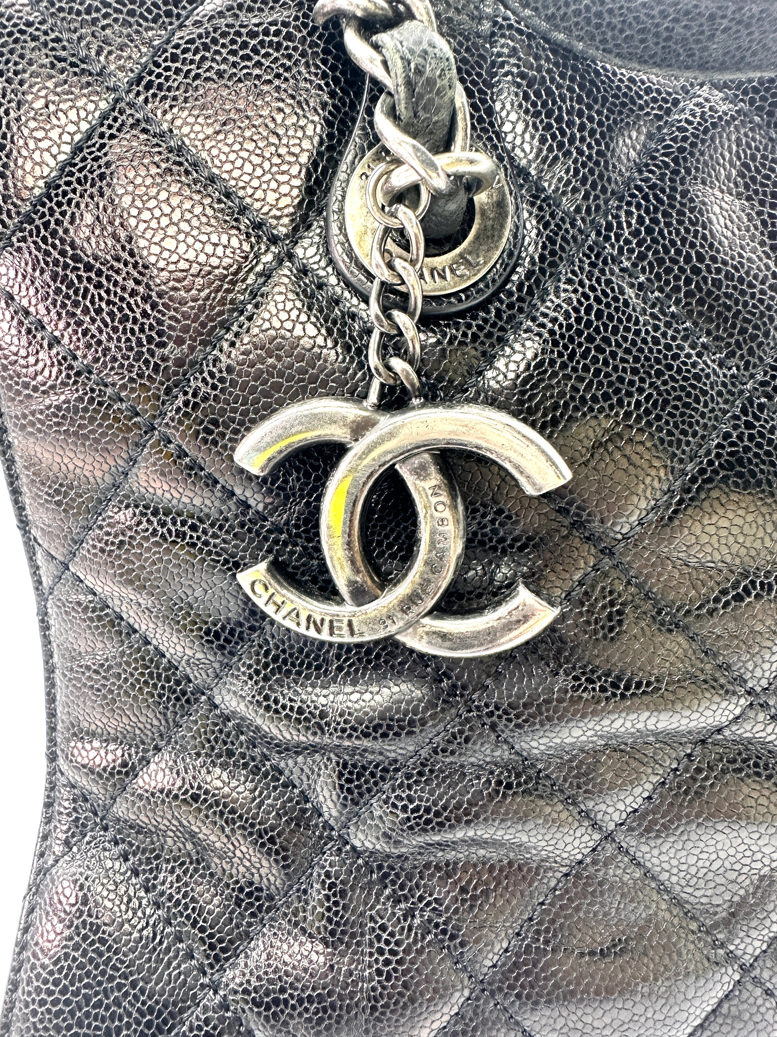 Chanel Black Quilted Calfskin Handle Bag With Silver Hardware(18***71) CC1431