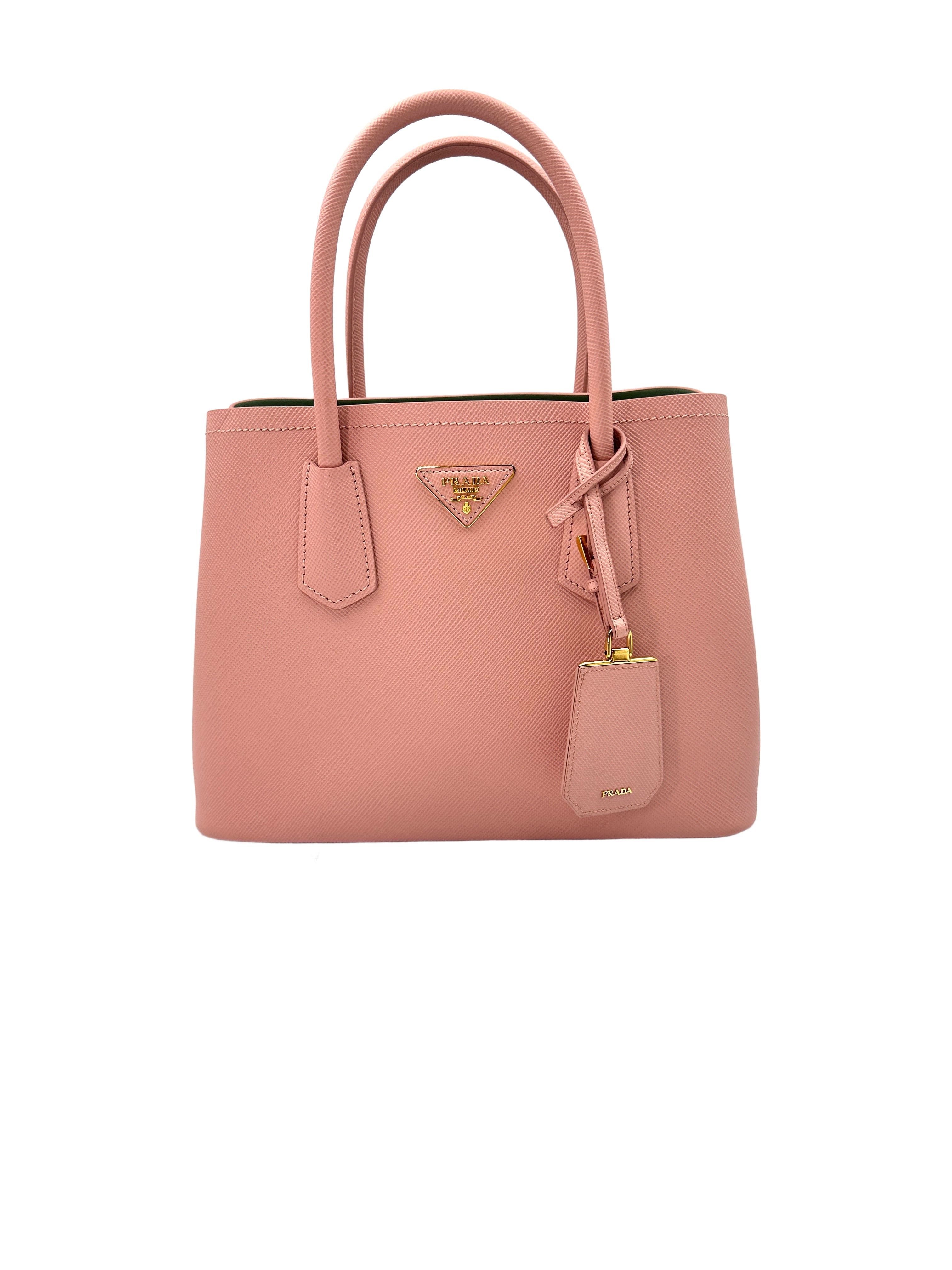 Prada Double Pink Saffiano Handle Bag PR191
