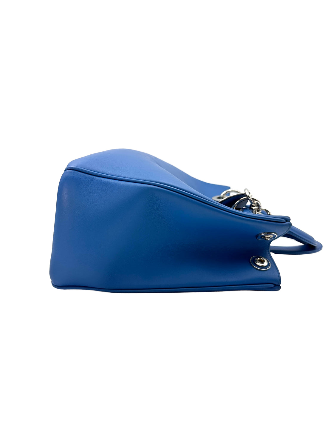 Christian Dior Diorissimo Blue Leather Medium Size Handle Bag With Pouch DR508
