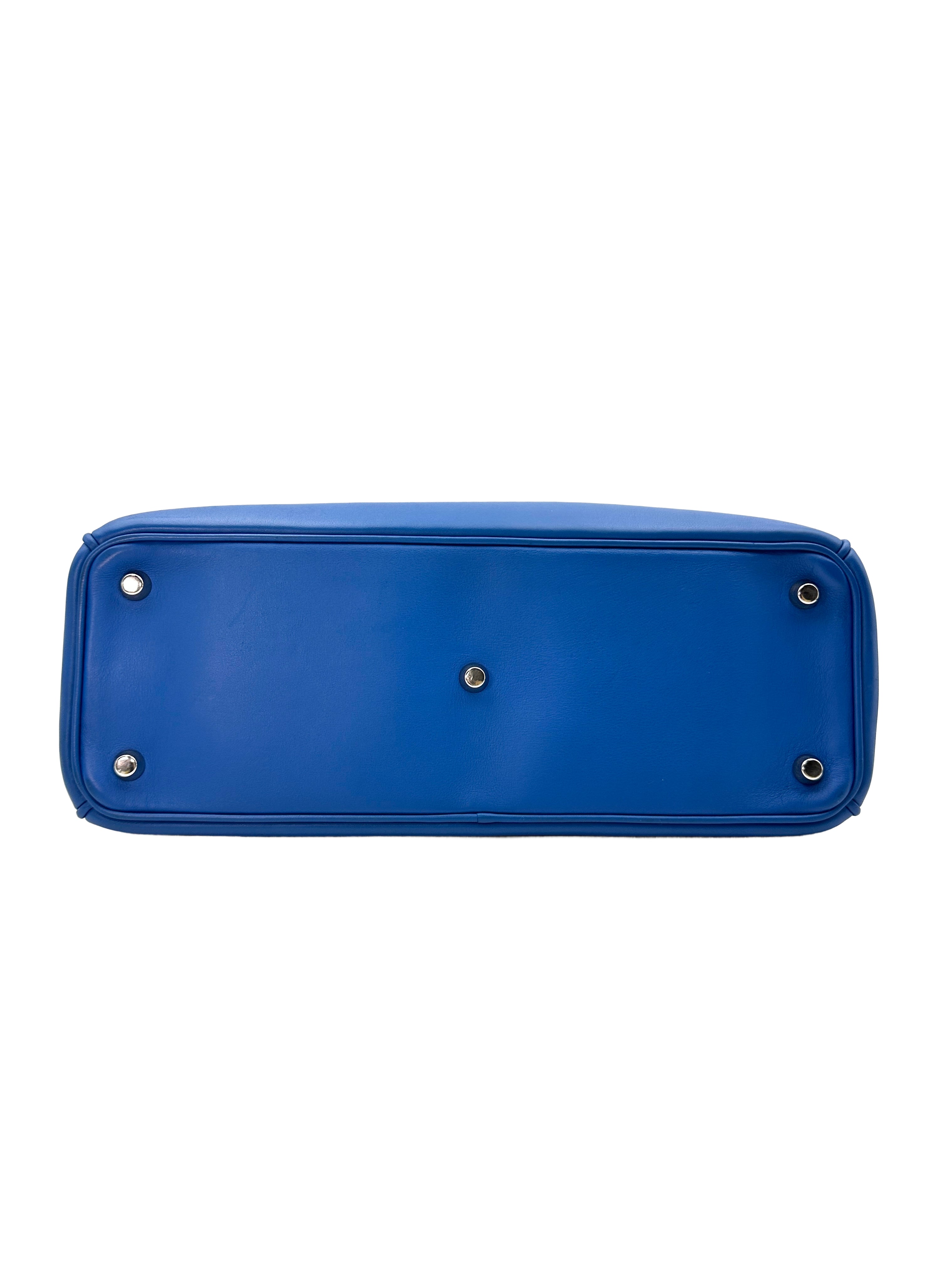 Christian Dior Diorissimo Blue Leather Medium Size Handle Bag With Pouch DR508