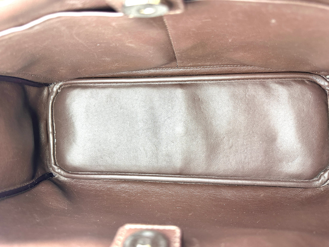Christian Dior Diorissimo Blue Leather Medium Size Handle Bag With Pouch DR508