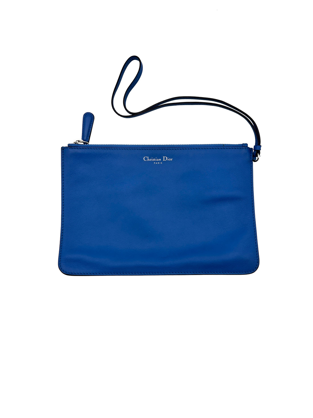 Christian Dior Diorissimo Blue Leather Medium Size Handle Bag With Pouch DR508