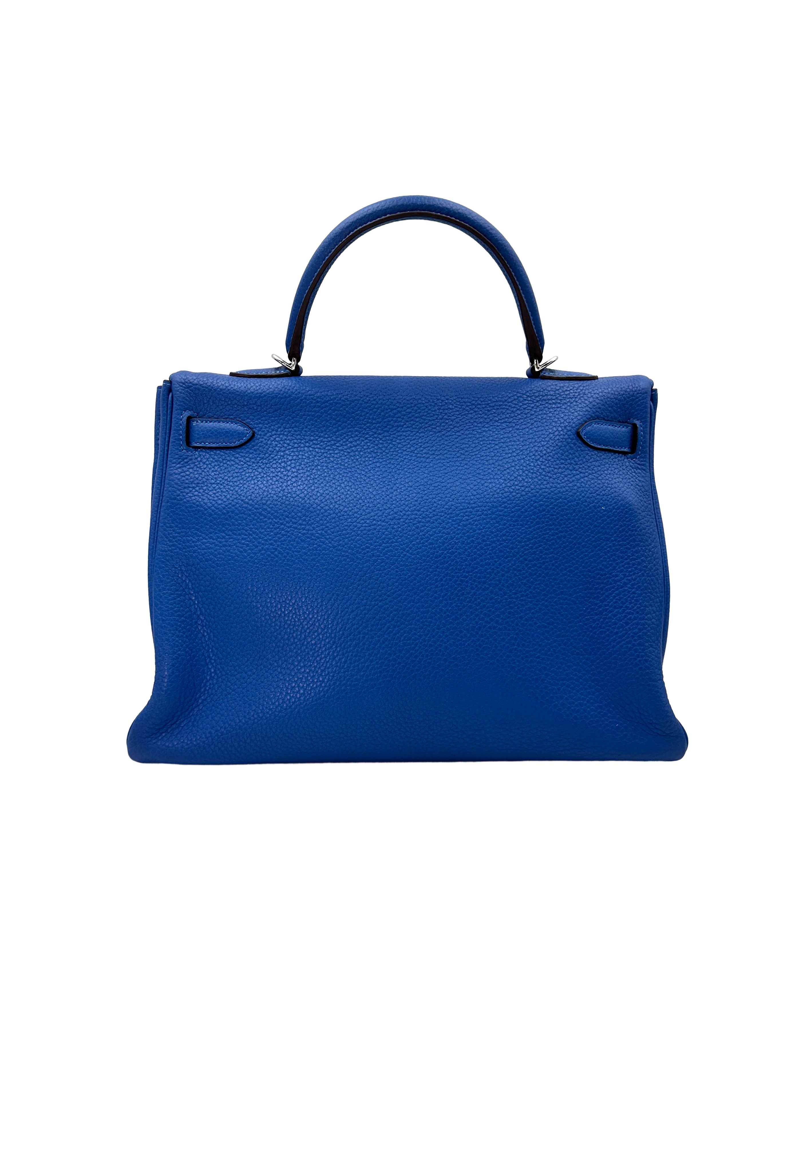 Hermes Kelly35 Blue Leather Handle Bag With Silver Hardware IRIS034