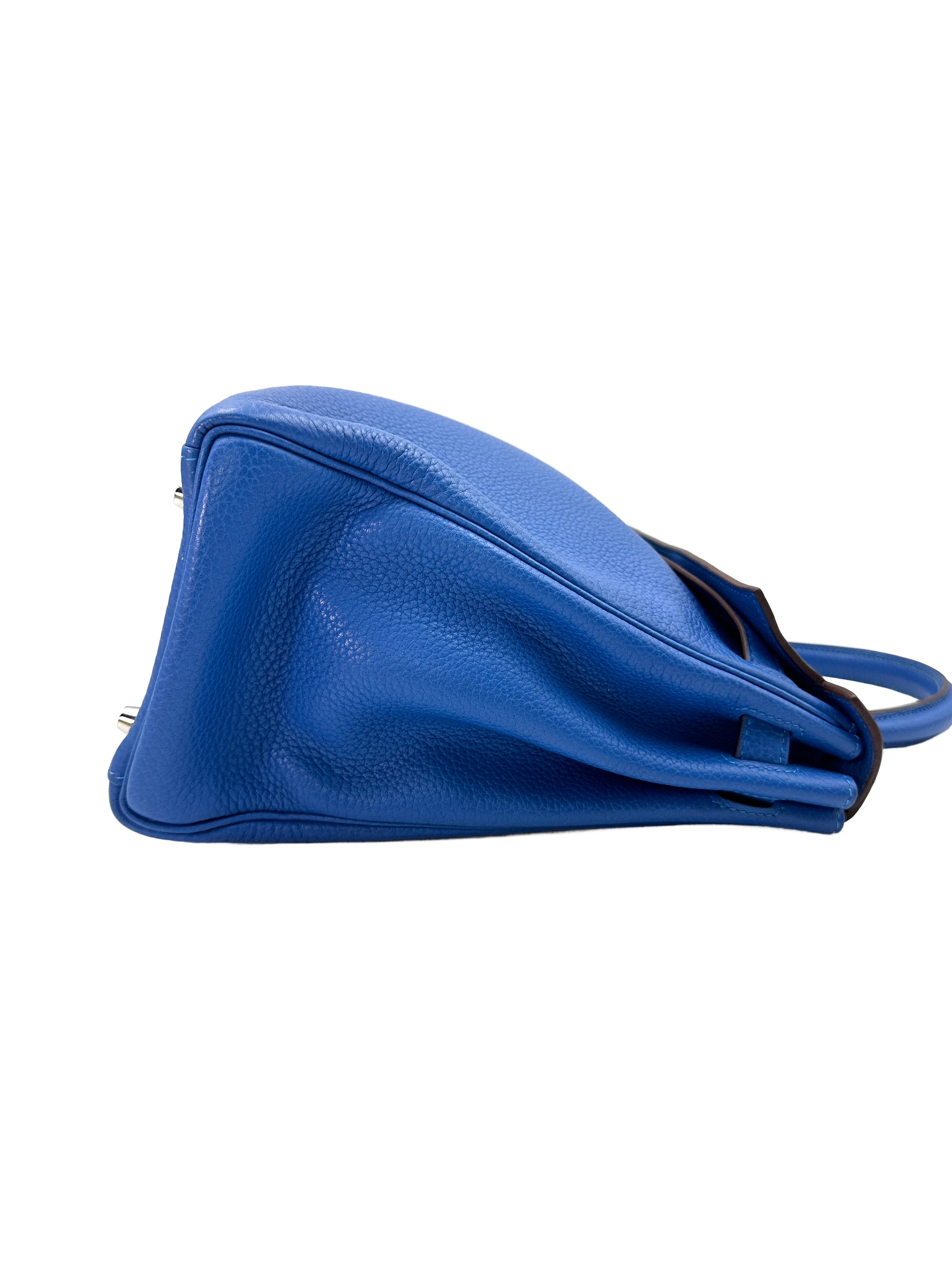 Hermes Kelly35 Blue Leather Handle Bag With Silver Hardware IRIS034