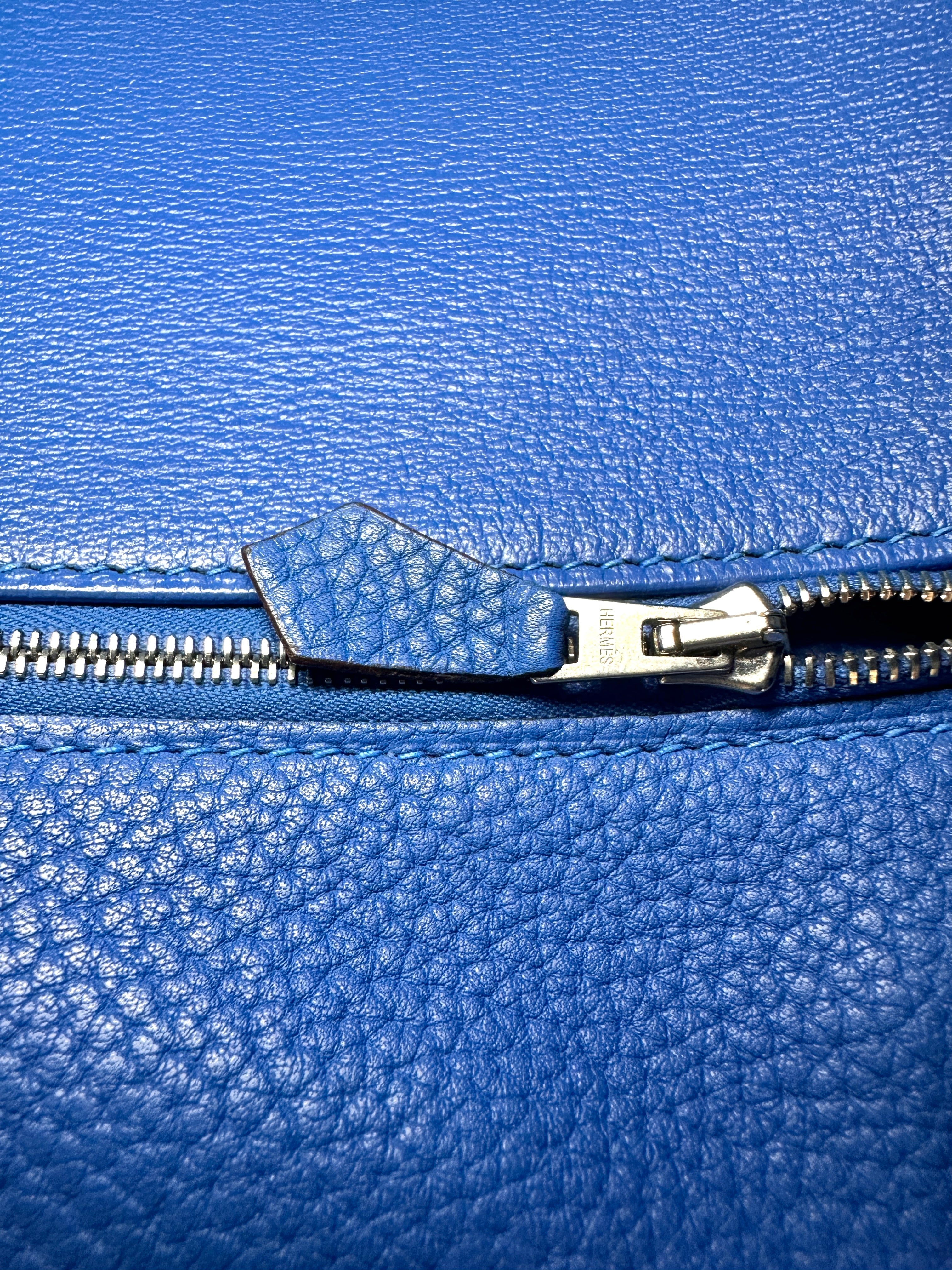 Hermes Kelly35 Blue Leather Handle Bag With Silver Hardware IRIS034